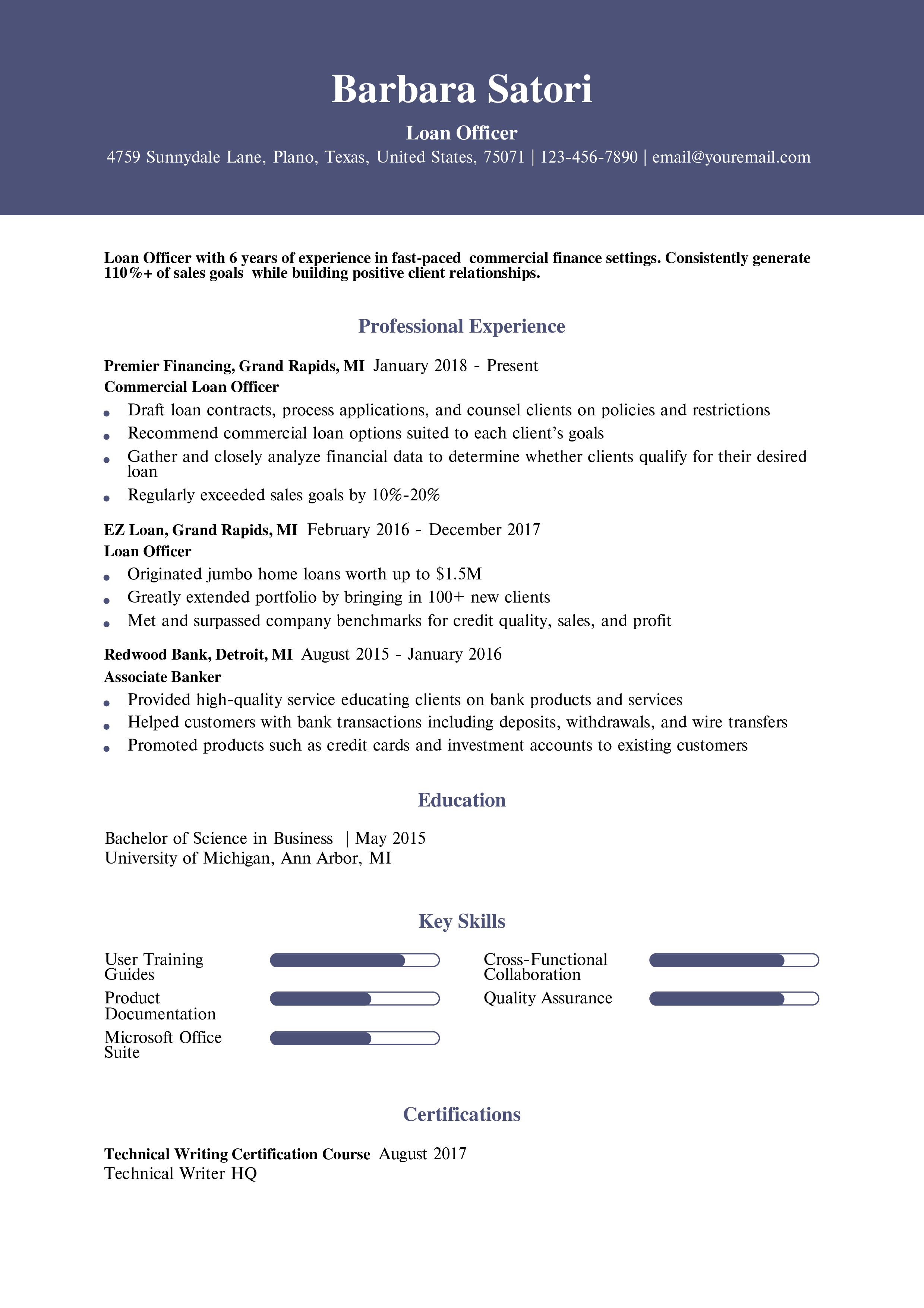 Mid-career Resume