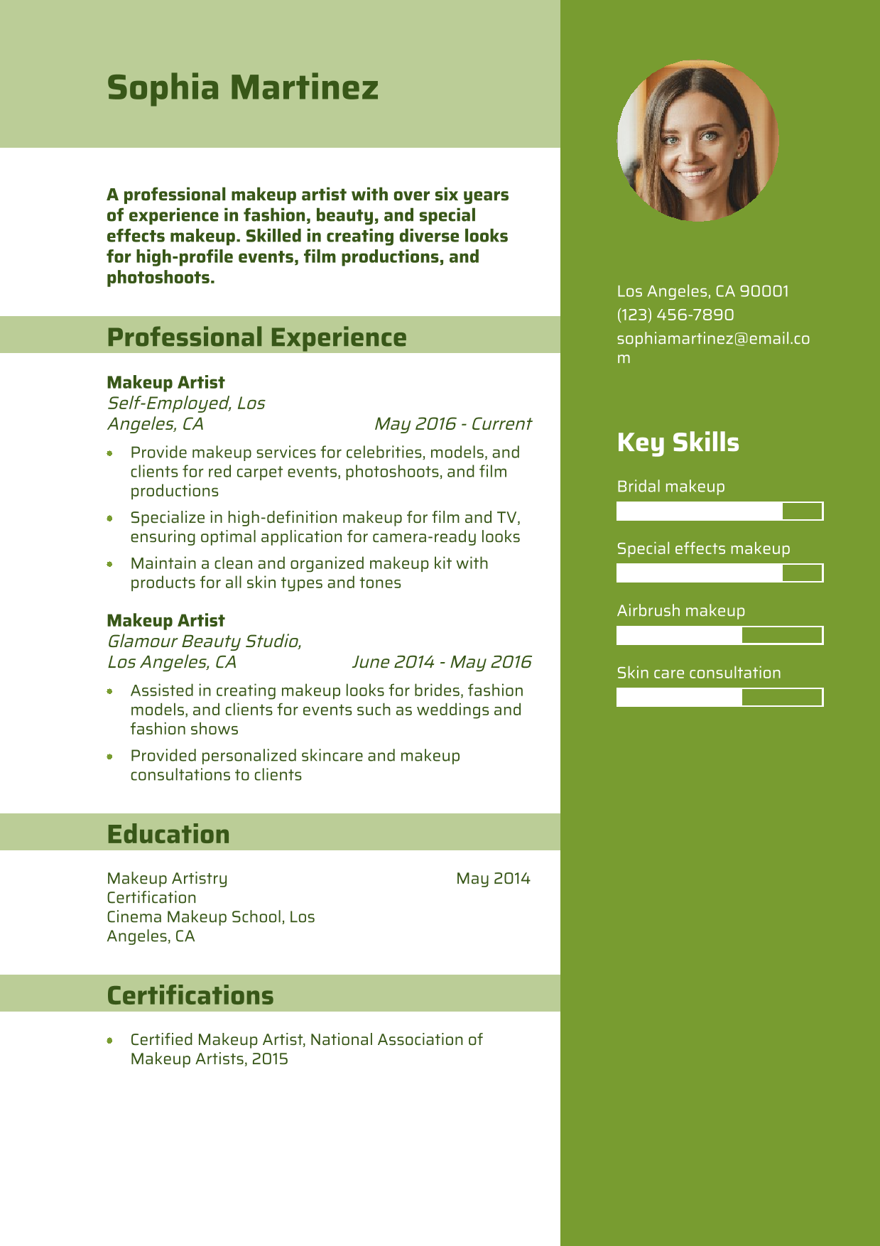 Makeup Artist Resume Example