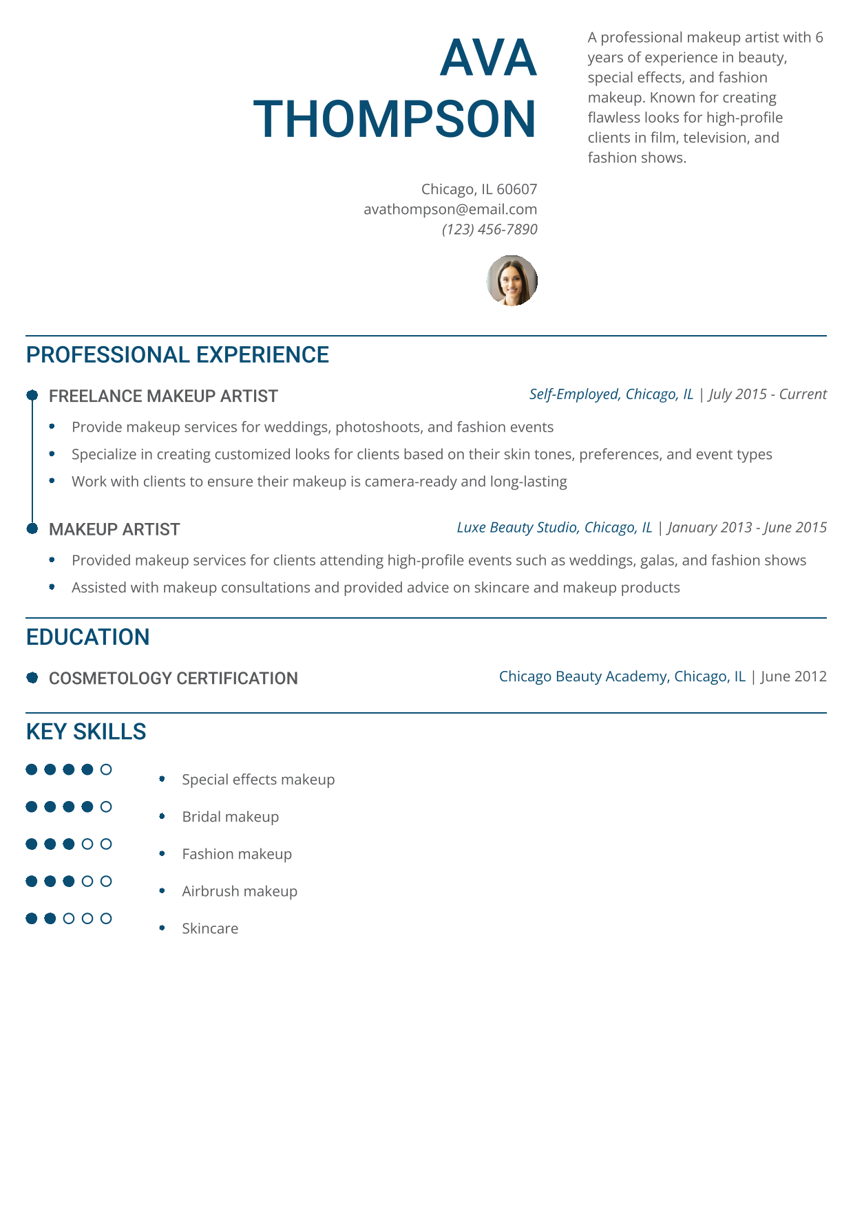 Makeup Artist Resume Example