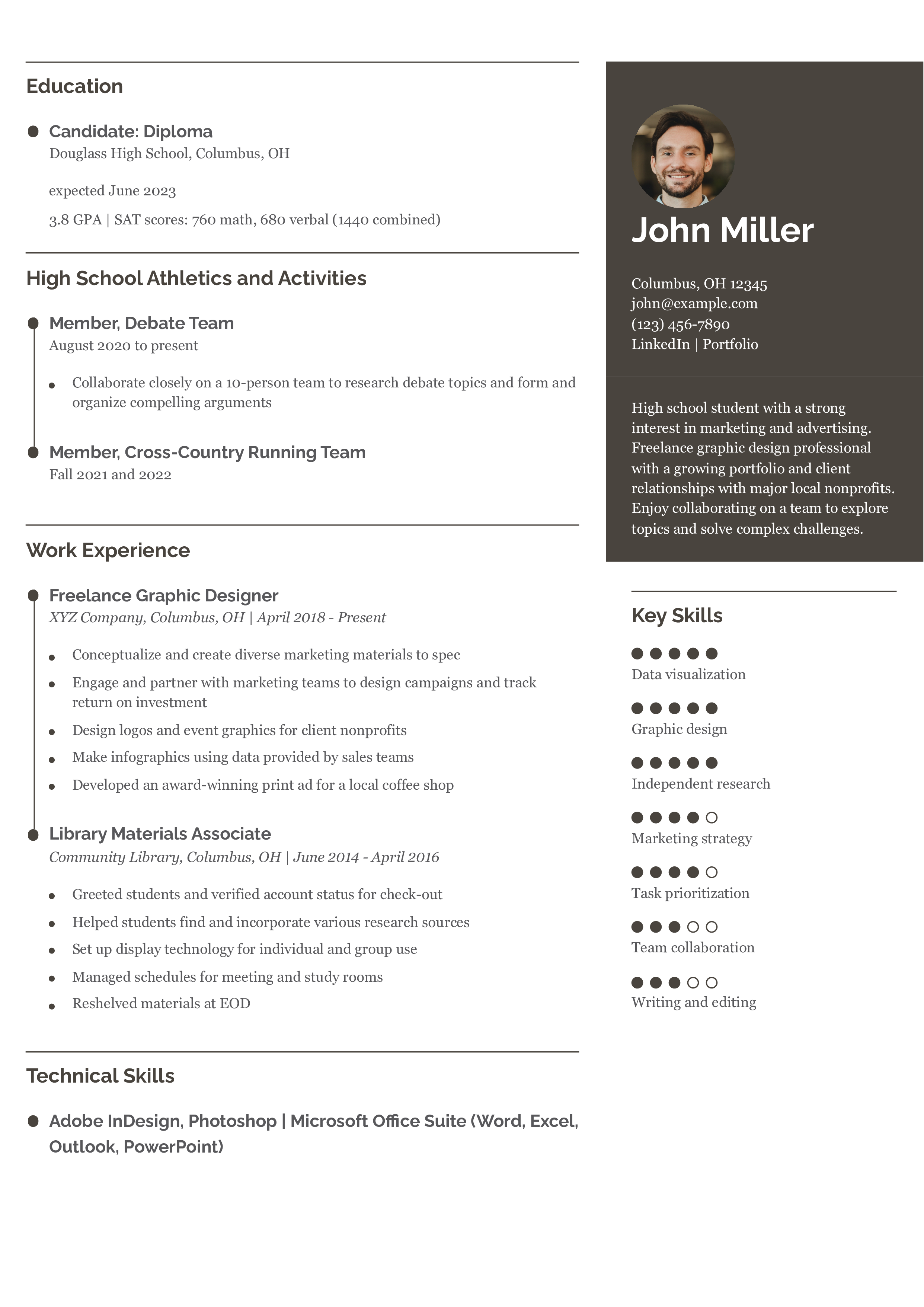 Marketing Student Resume Example