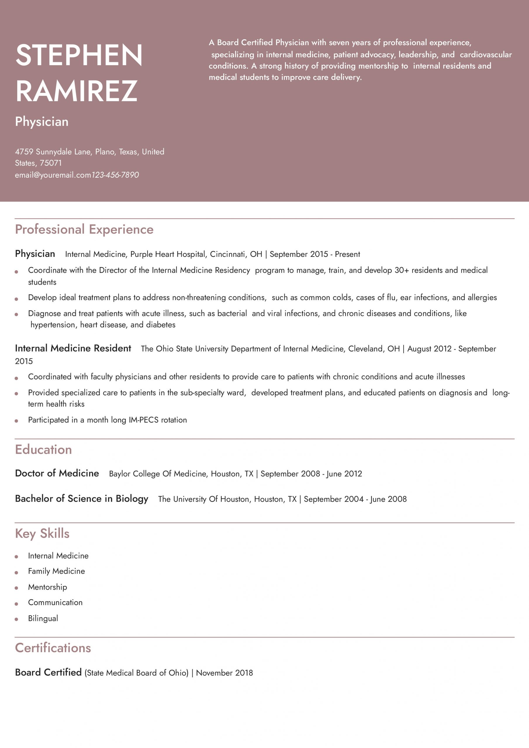 Medical Doctor Resume Examples and Templates for 2025