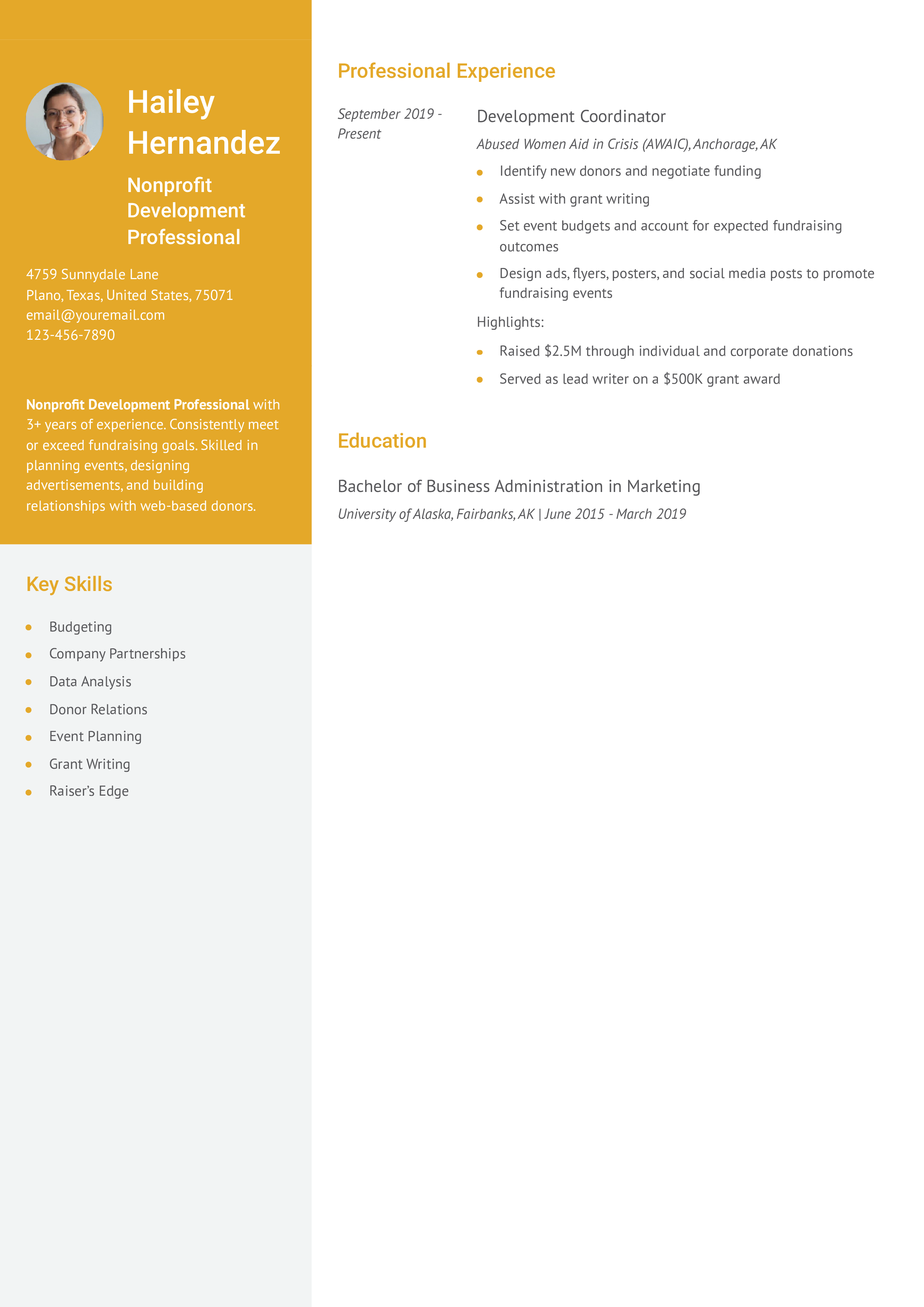 Mid-career Resume