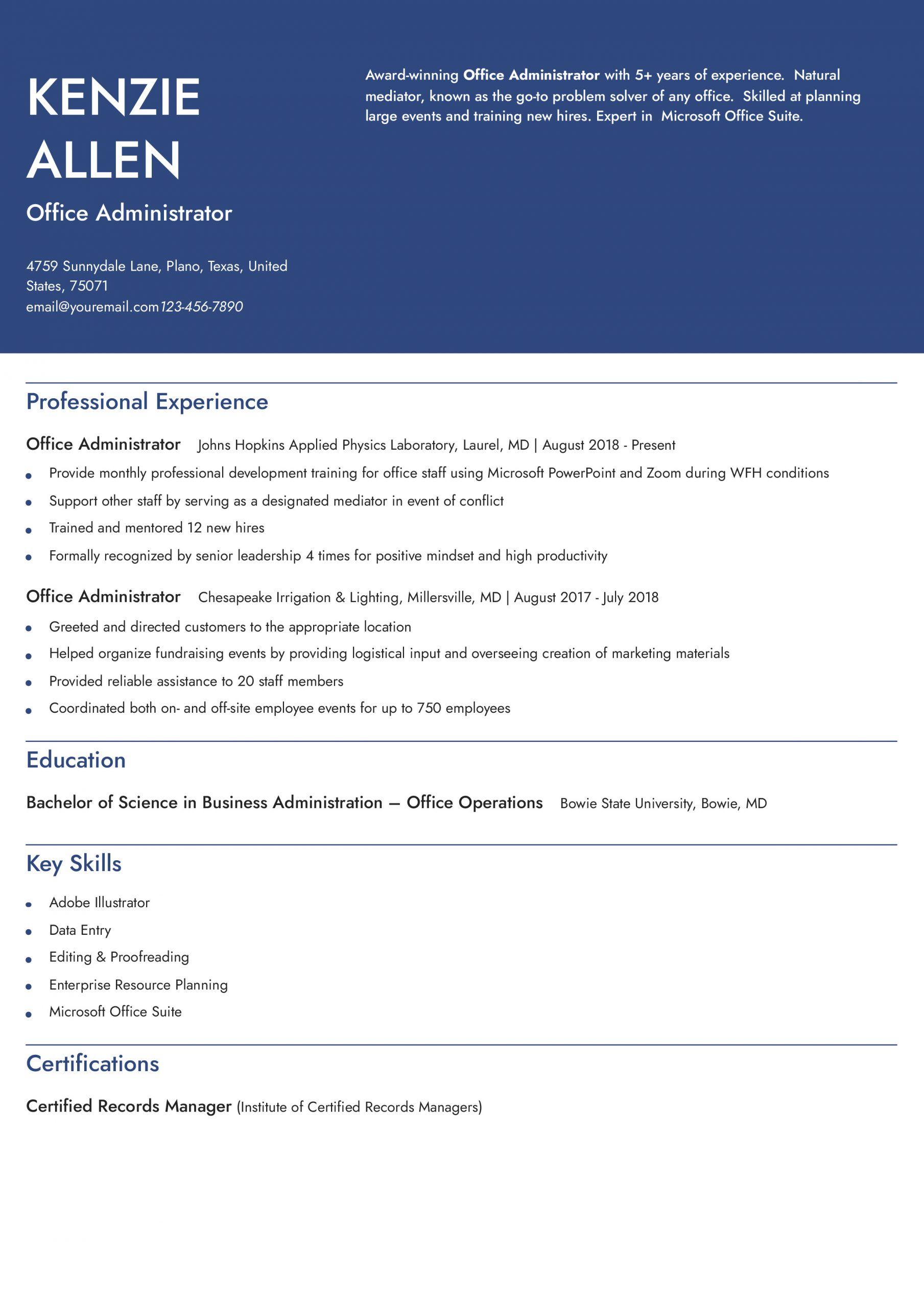 Office Administrator Resume Examples and Templates for 2025