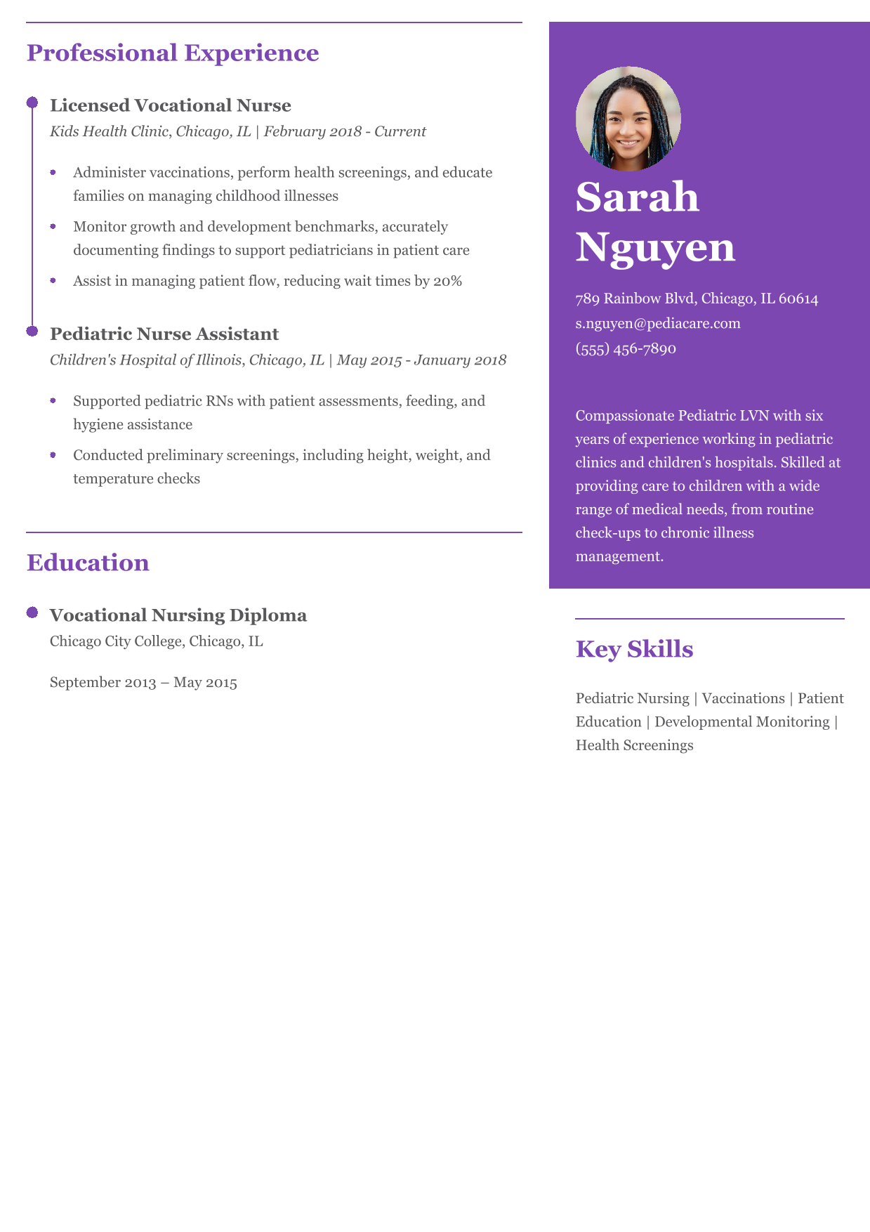 Pediatric LVN Resume Example