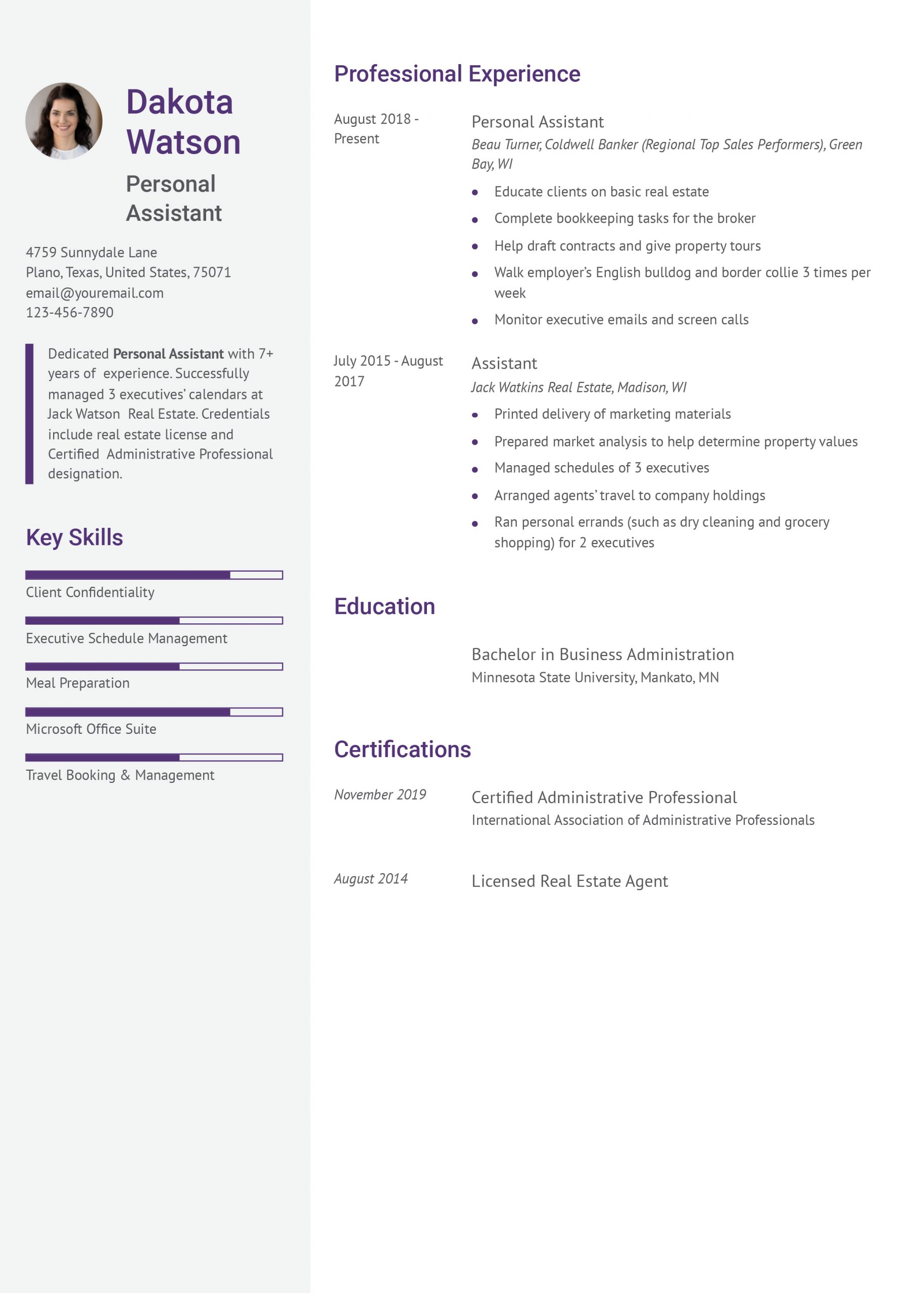 Best Personal Assistant Resume Examples and Templates for 2025
