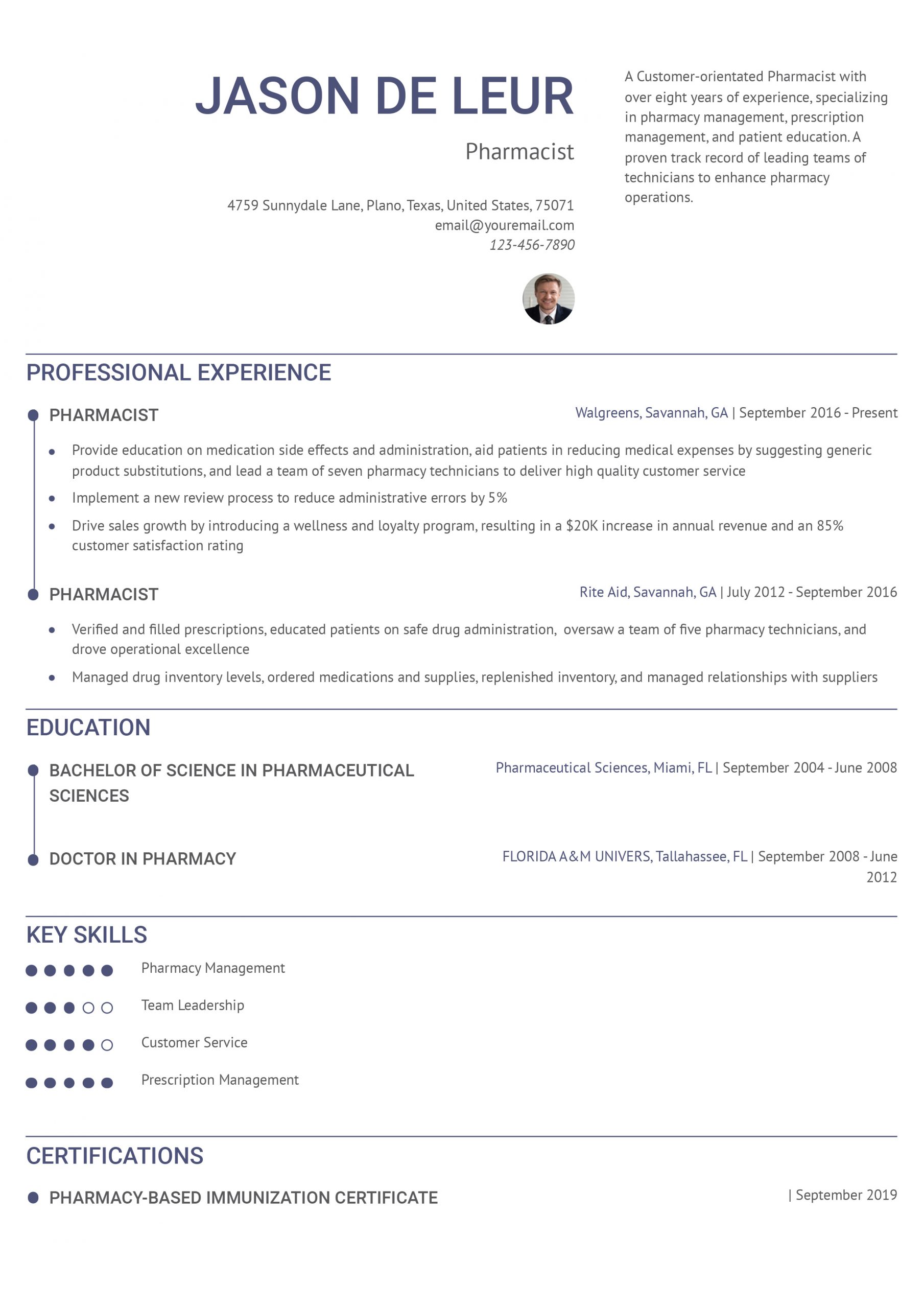 Pharmacist Resume Examples and Templates for 2025