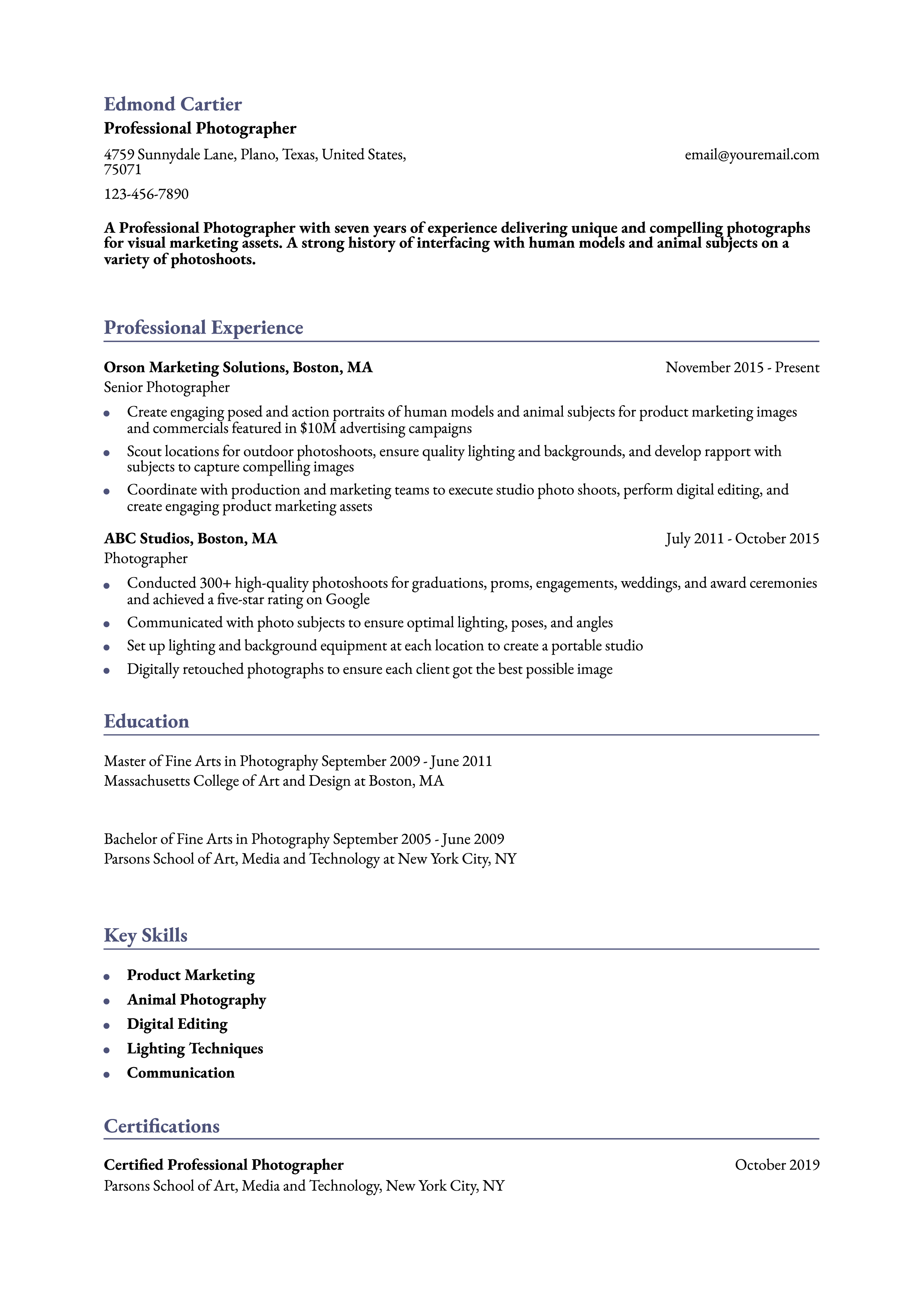 Mid-Career Resume