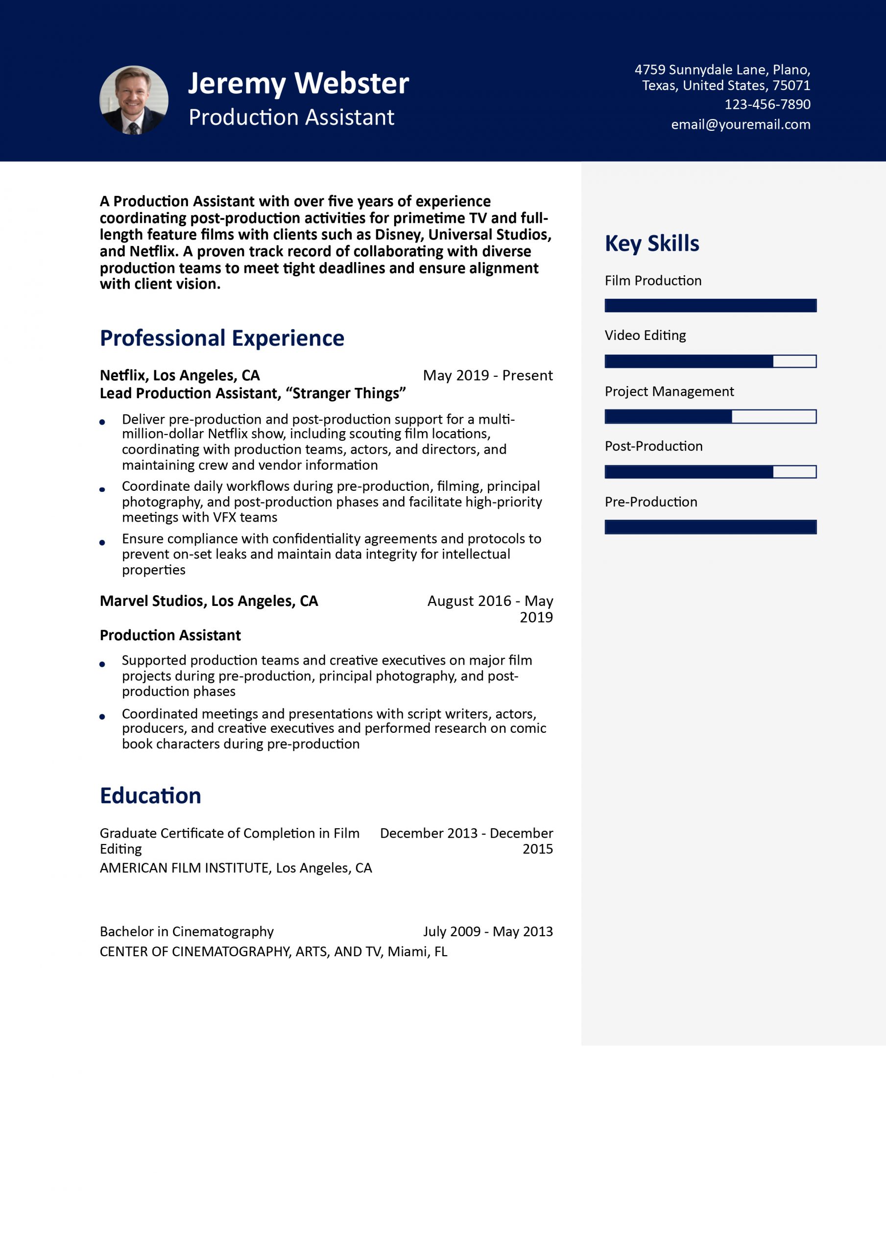 Production Assistant Resume Examples and Templates for 2025