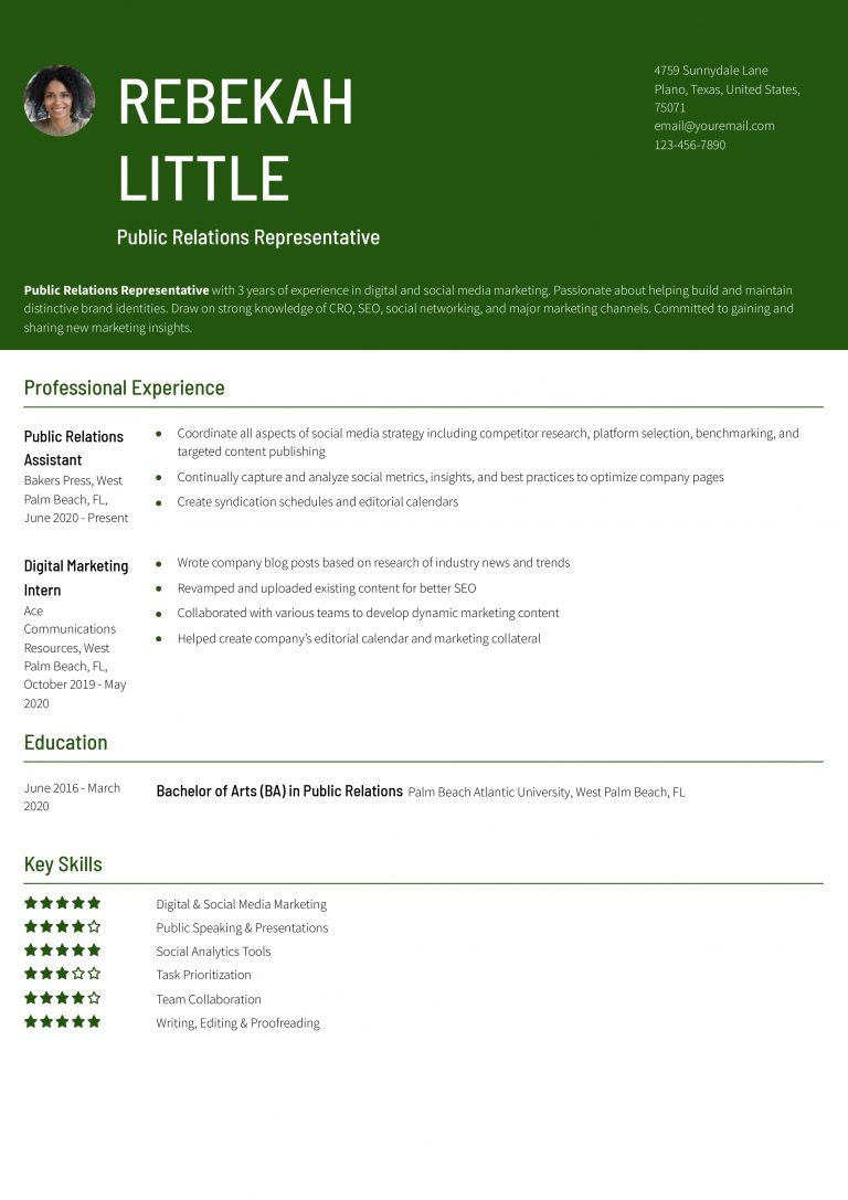 Best Public Relations Resume Examples - Public Relations Mid Level 768x1087
