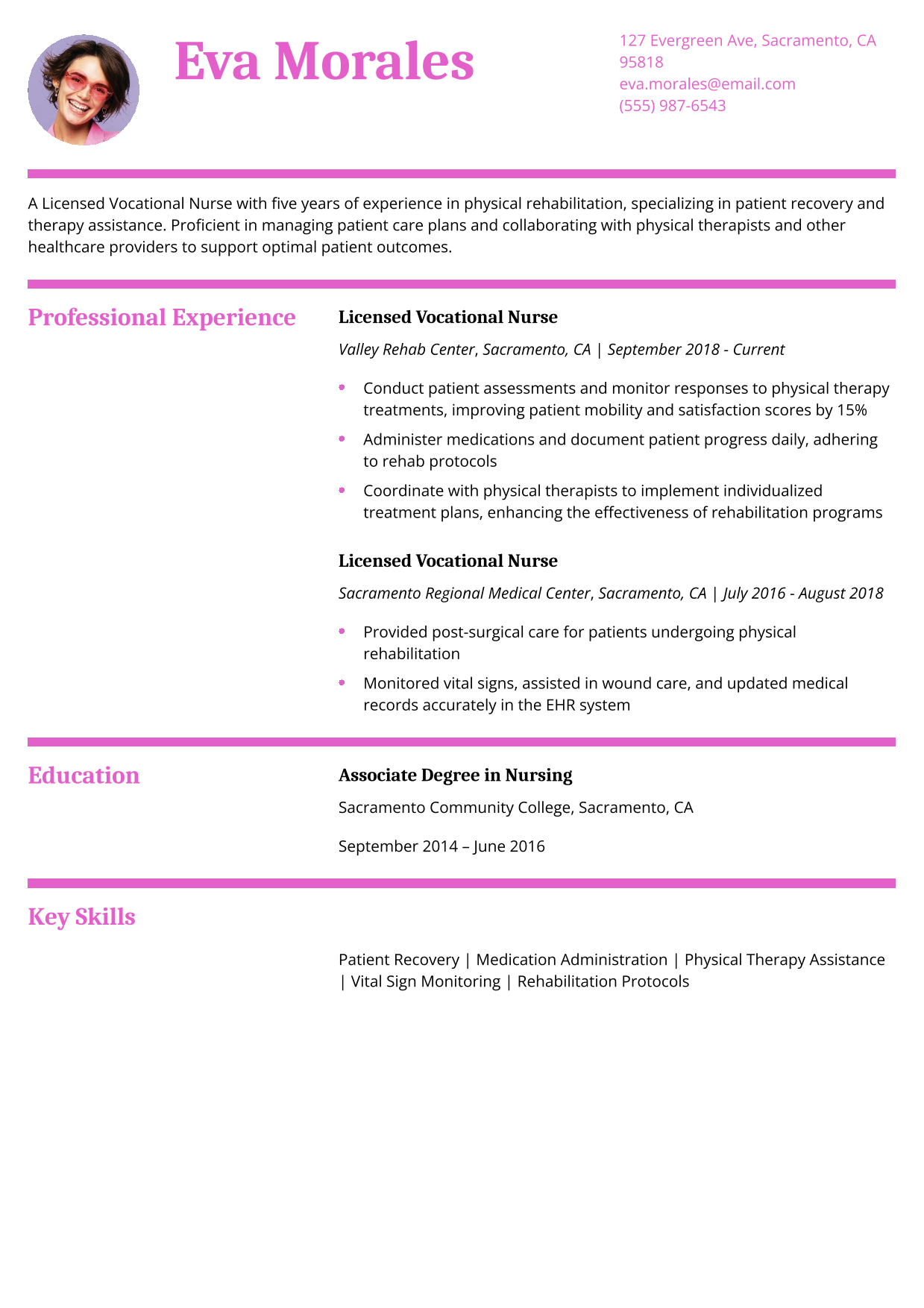 Rehabilitation LVN Resume Example