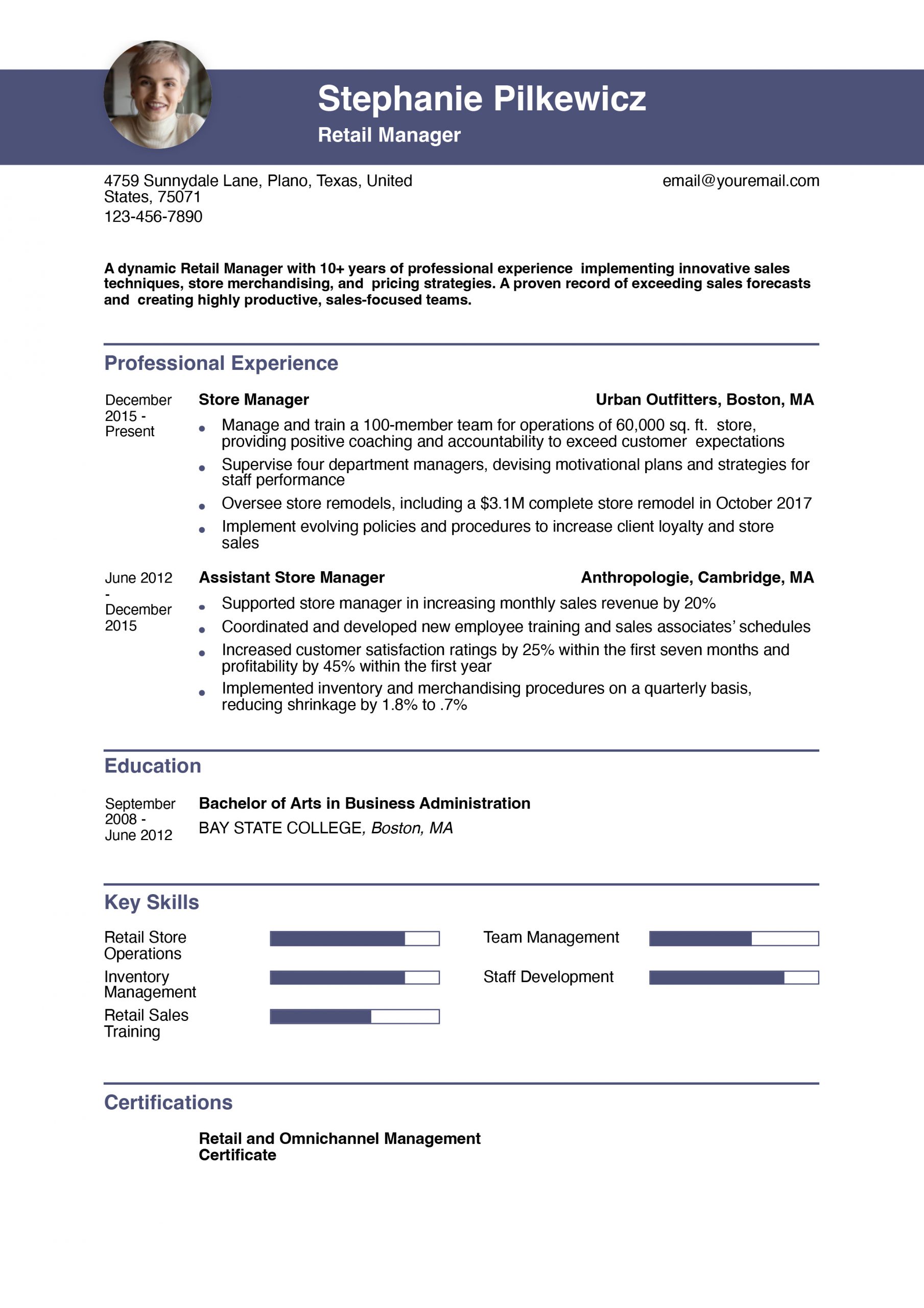 Retail Manager Resume Examples and Templates for 2025