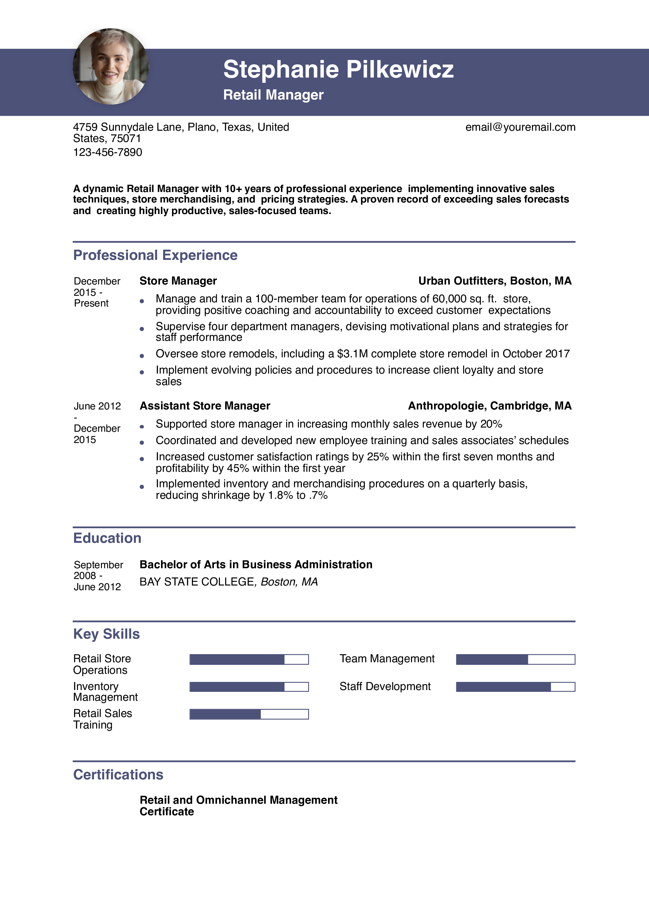 Mid-career Resume