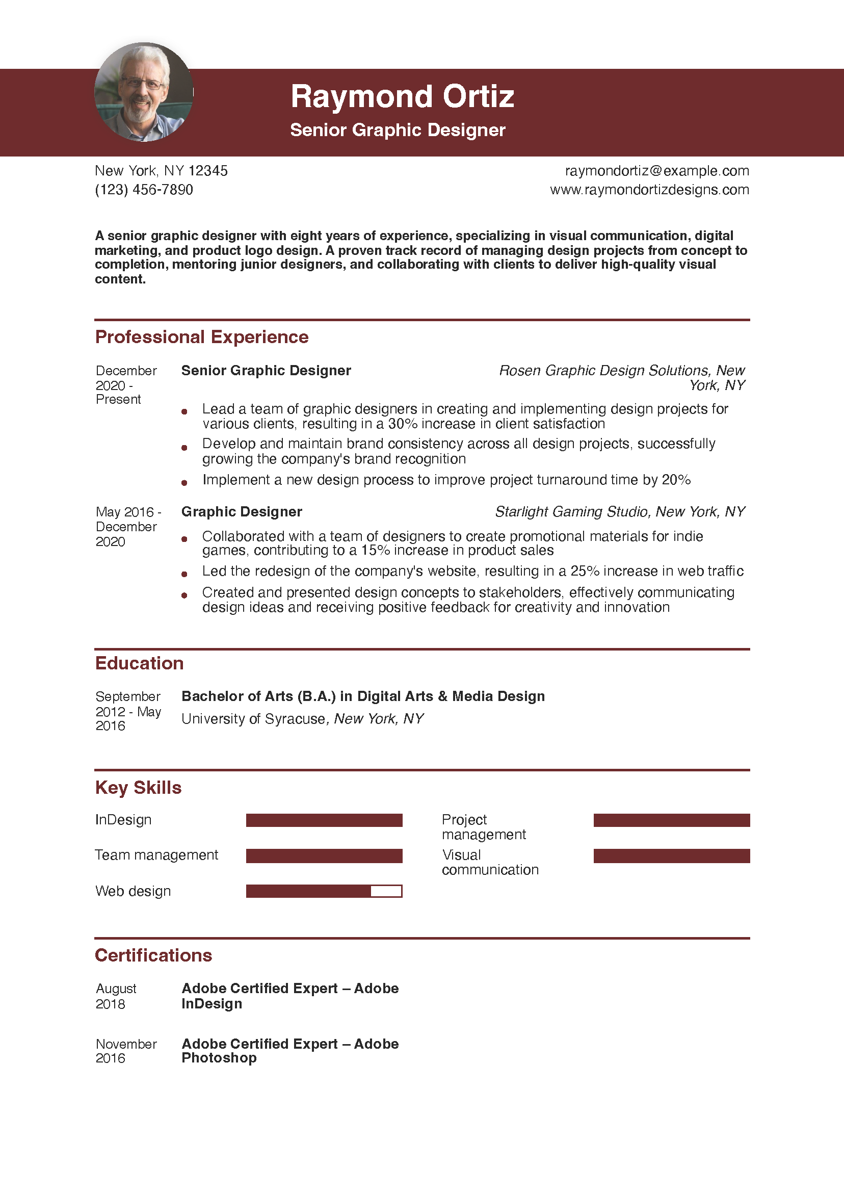 Senior Graphic Designer Resume