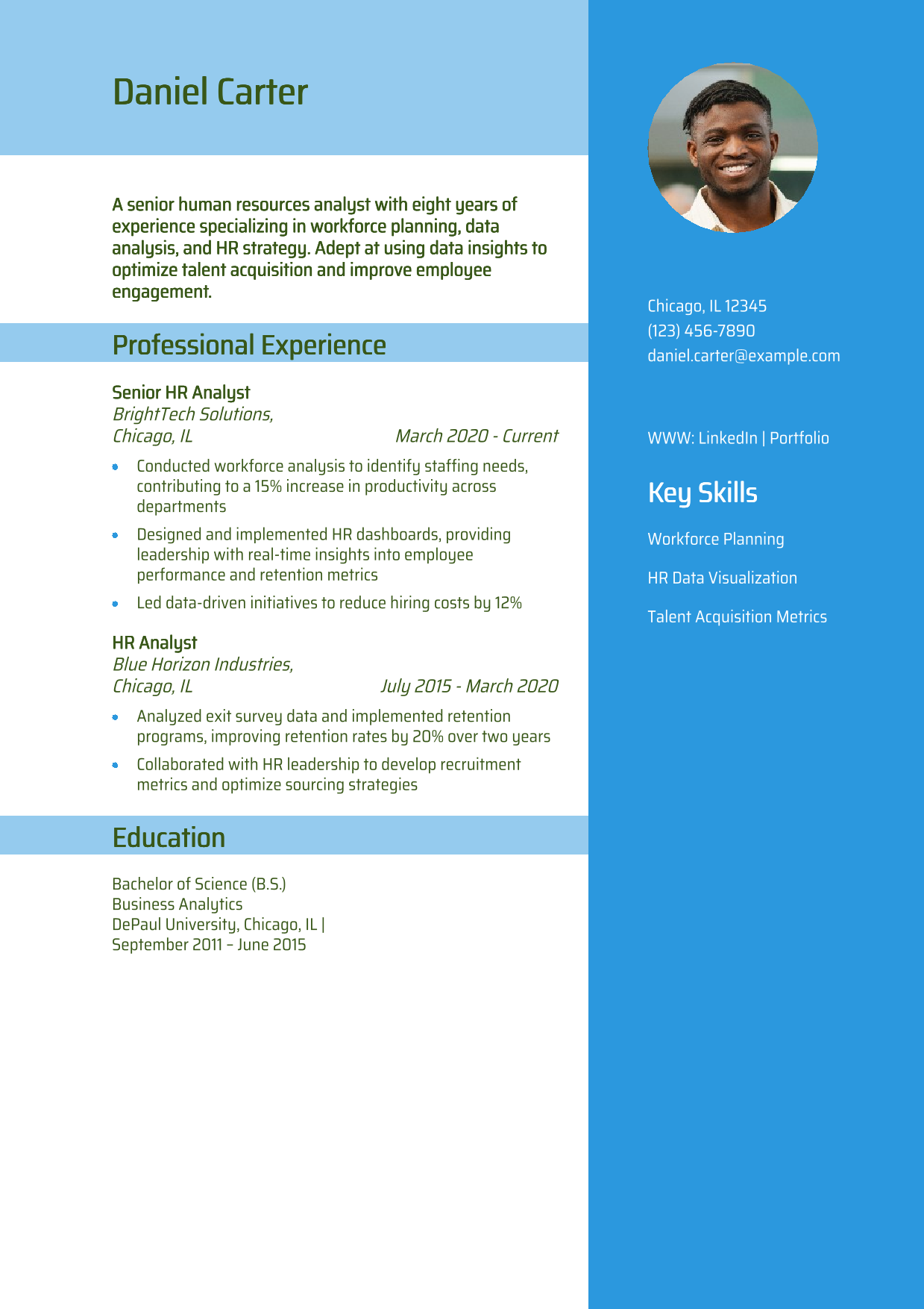 Senior Human Resources Analyst Resume Example