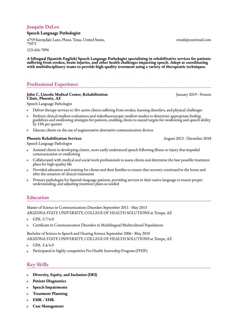 Speech-Language Pathologist Resume Examples and Templates for 2025 
