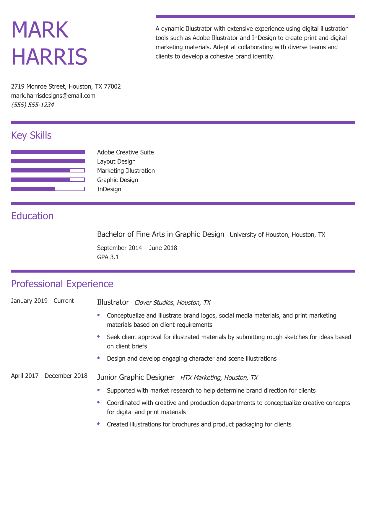 Illustrator Resume Example