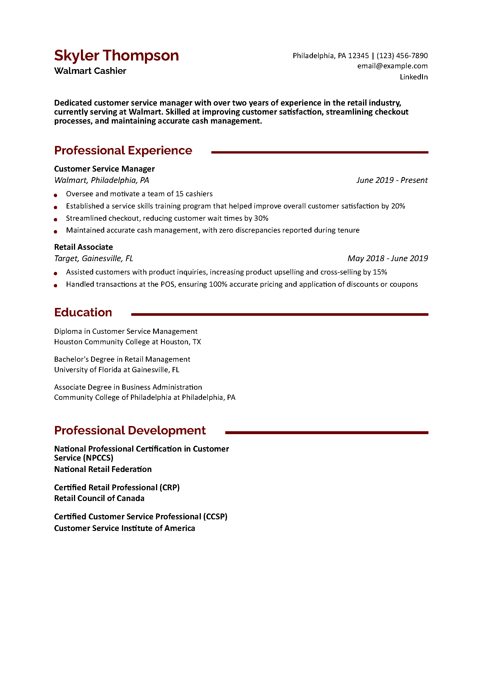 Walmart Cashier Job Description