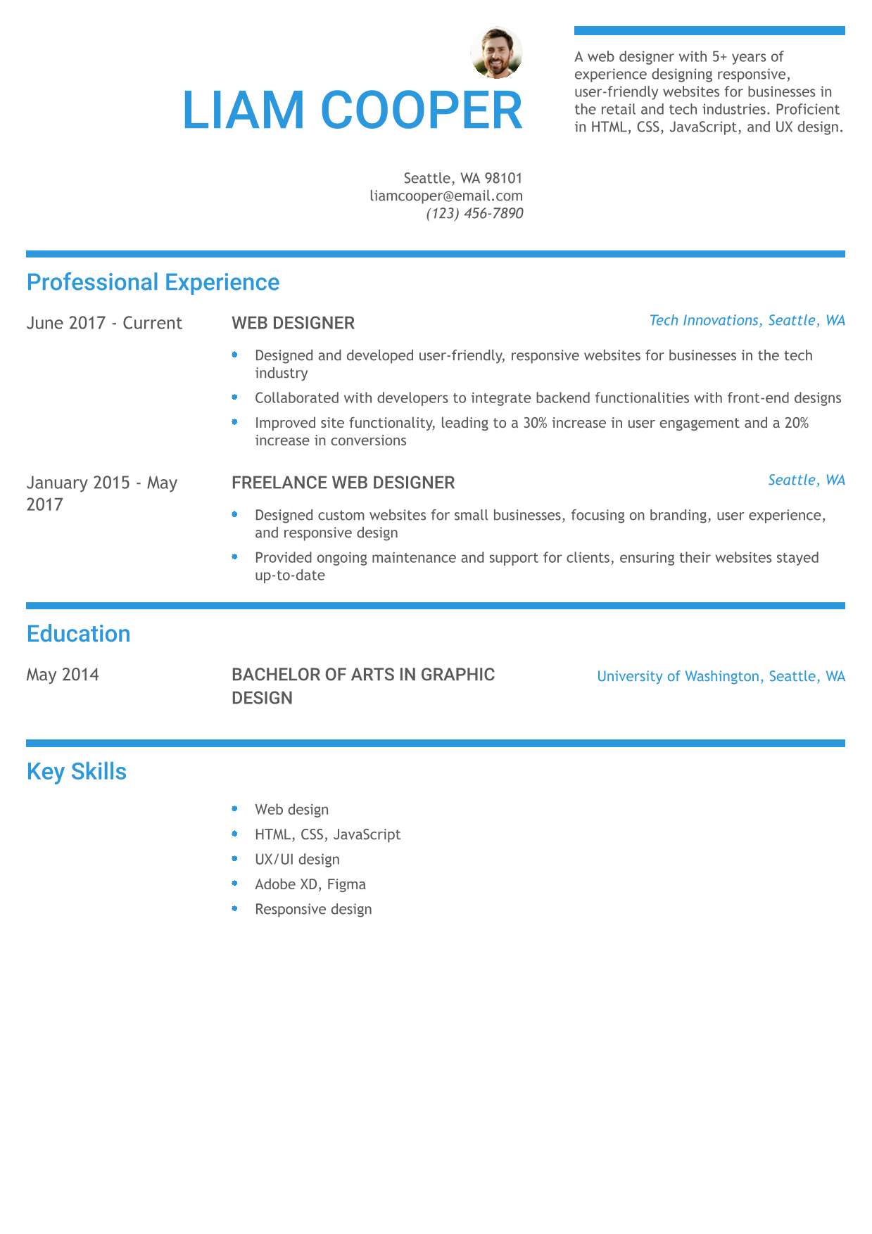 Web Designer Resume Example