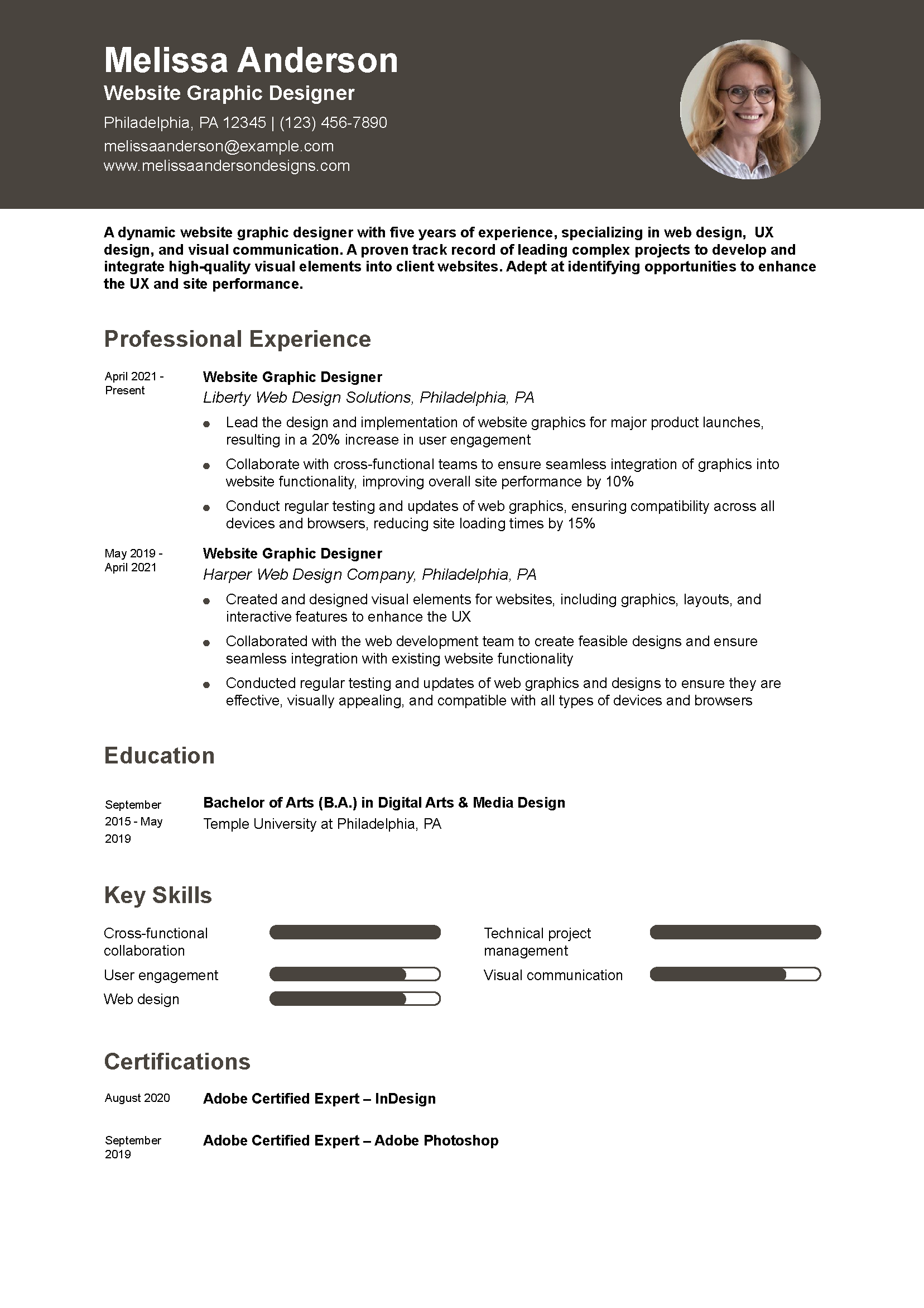 Website Graphic Designer Resume