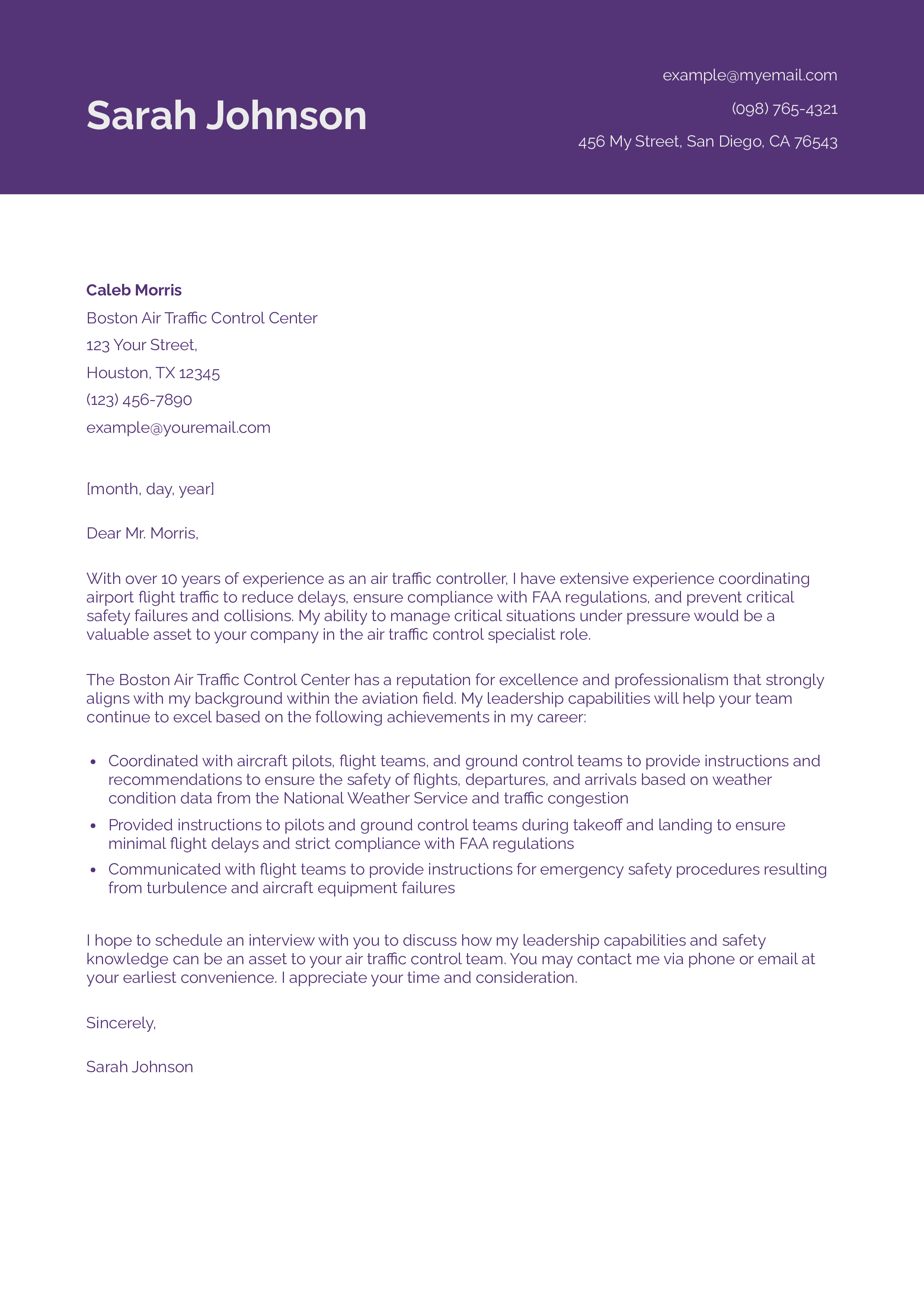 Aviation Safety Cover Letter