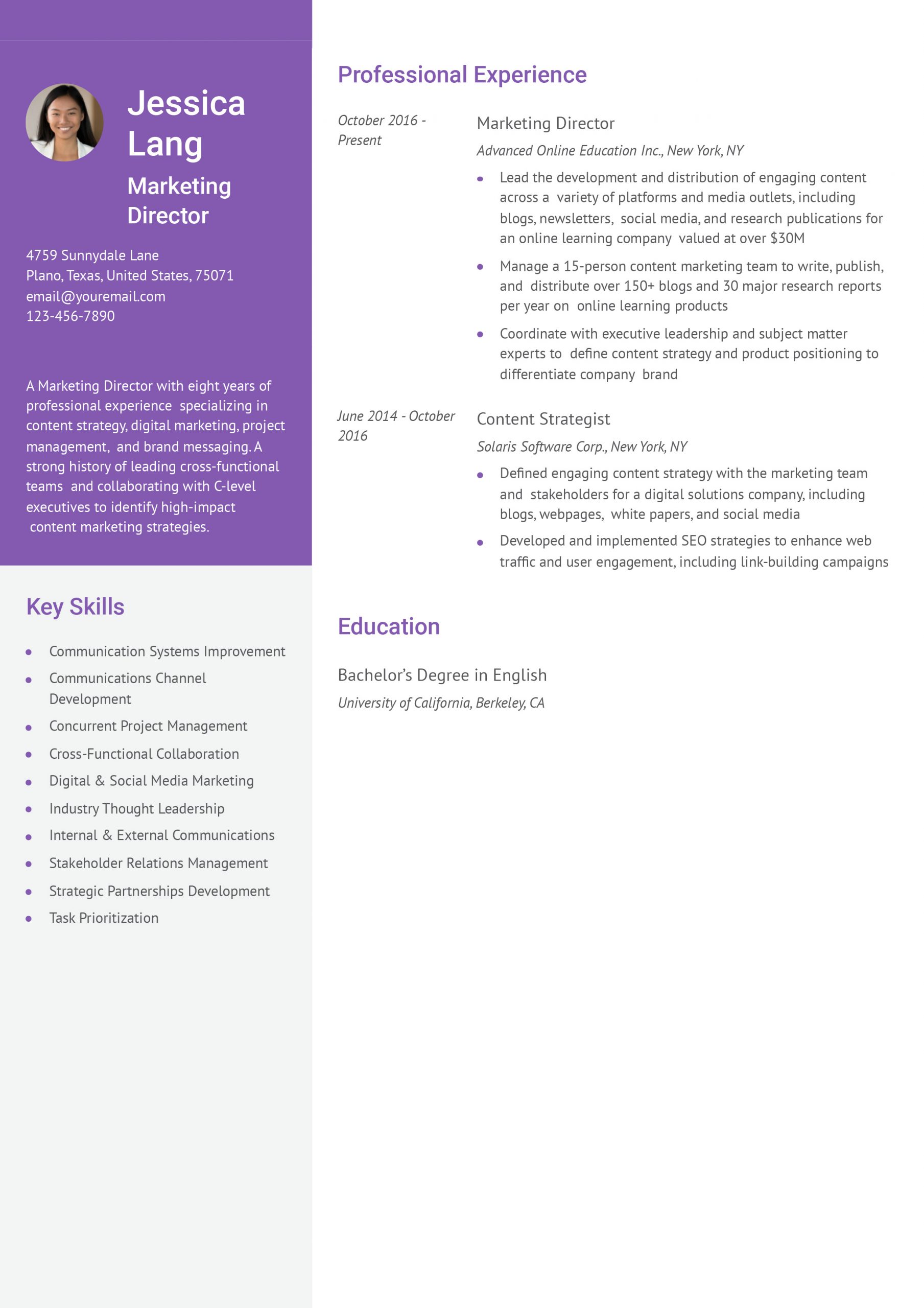 Content Strategist Resume Examples and Templates for 2025