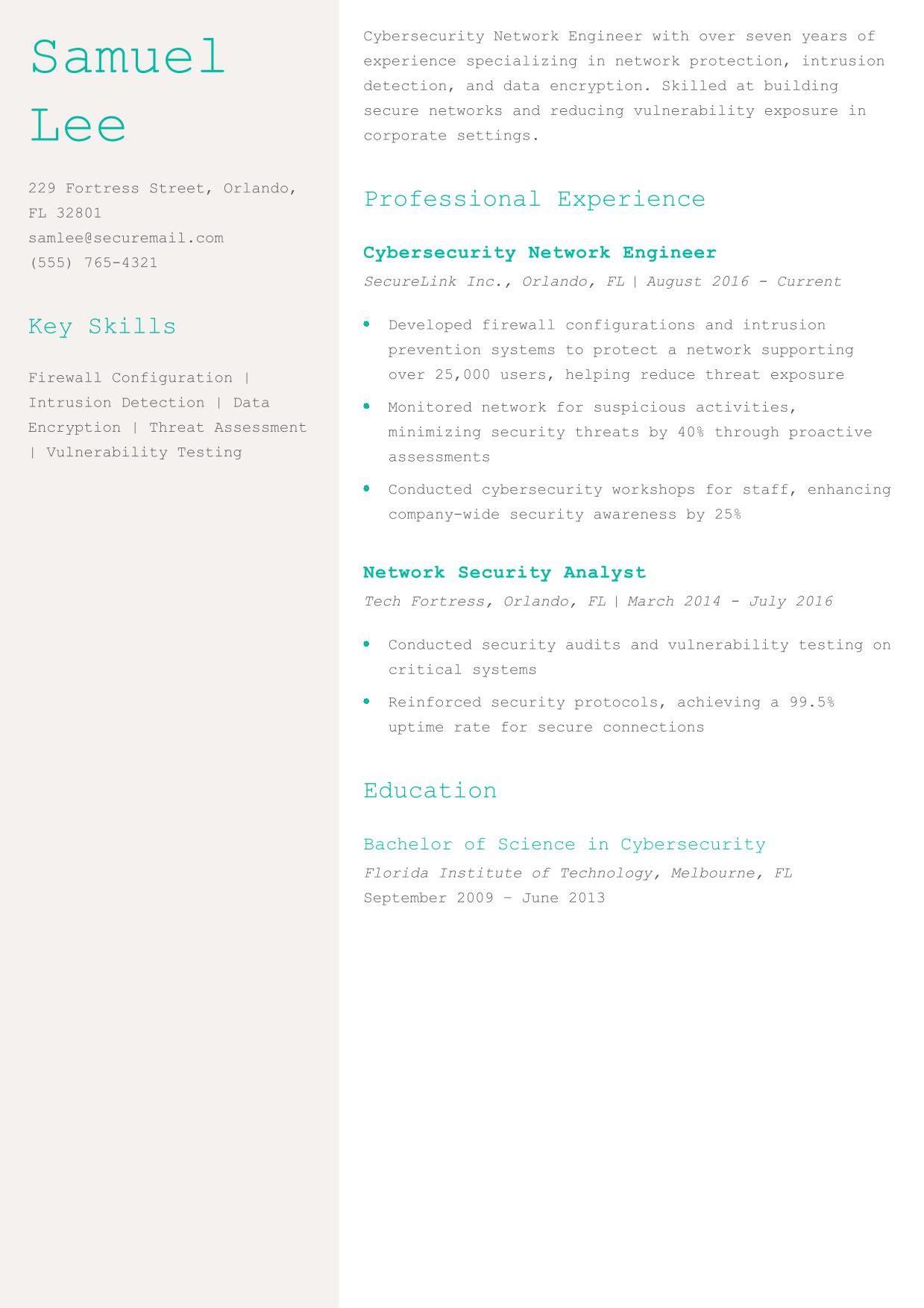 Cybersecurity Network Engineer Resume Example