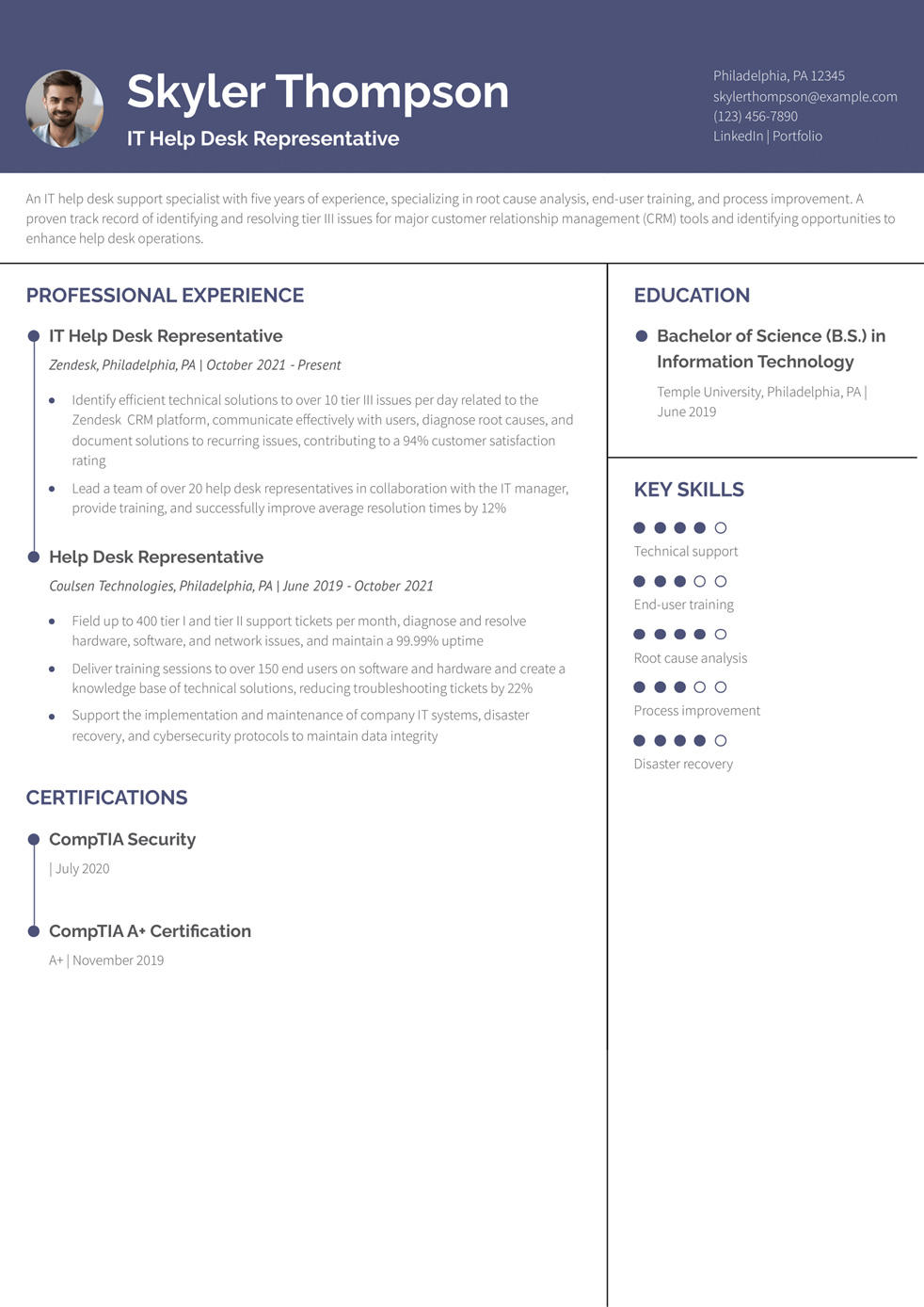 Information Technology IT Resume Example