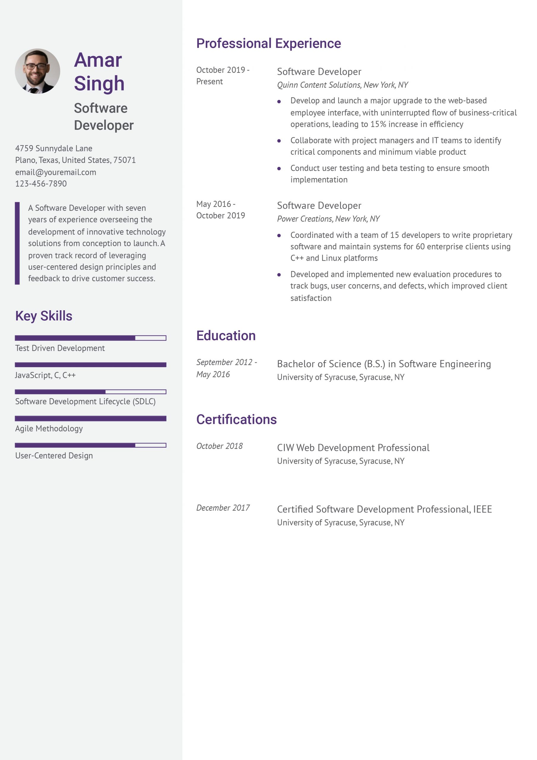 Information Technology (IT) Resume Example
