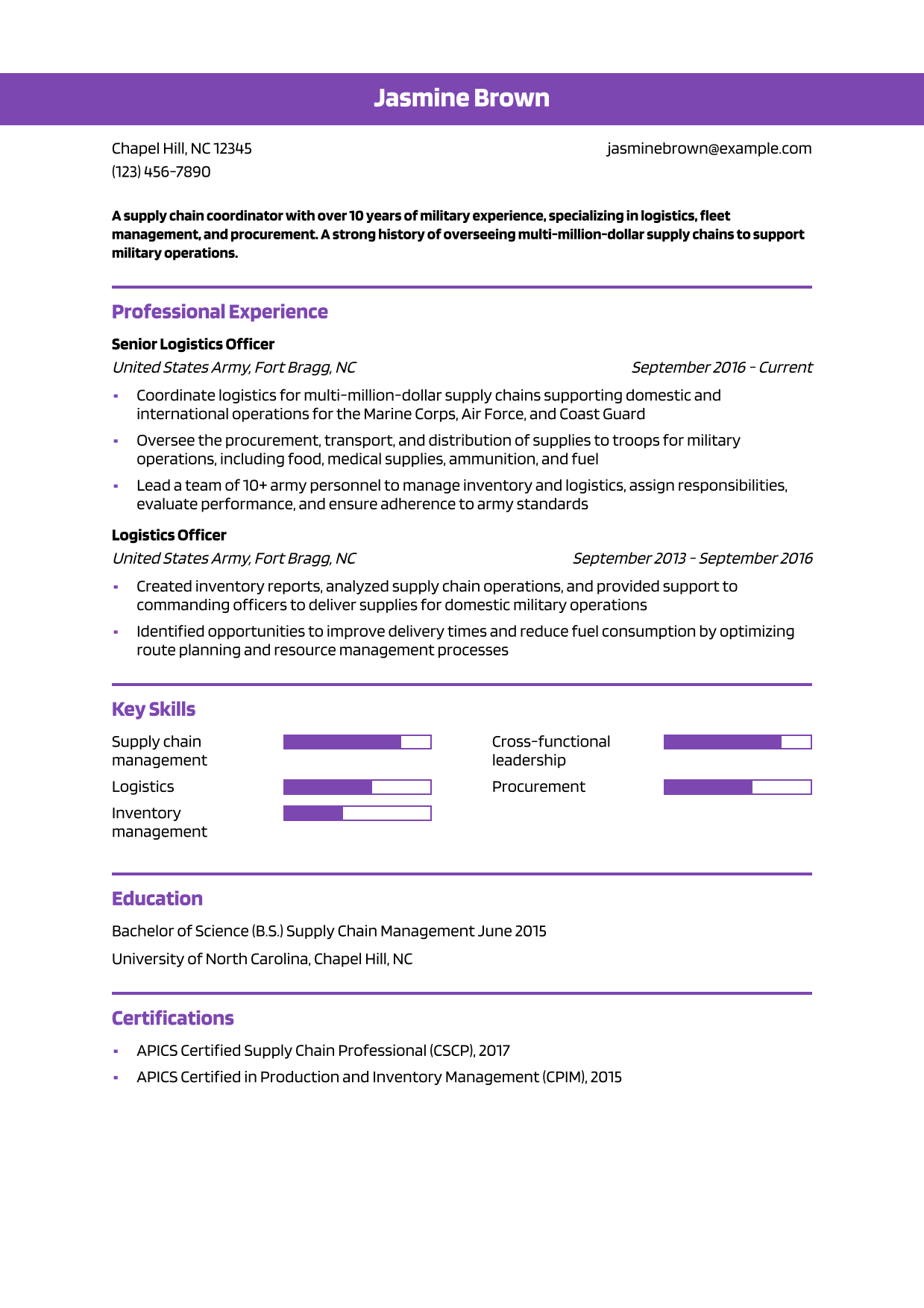 Military-To-Civilian Resume Example