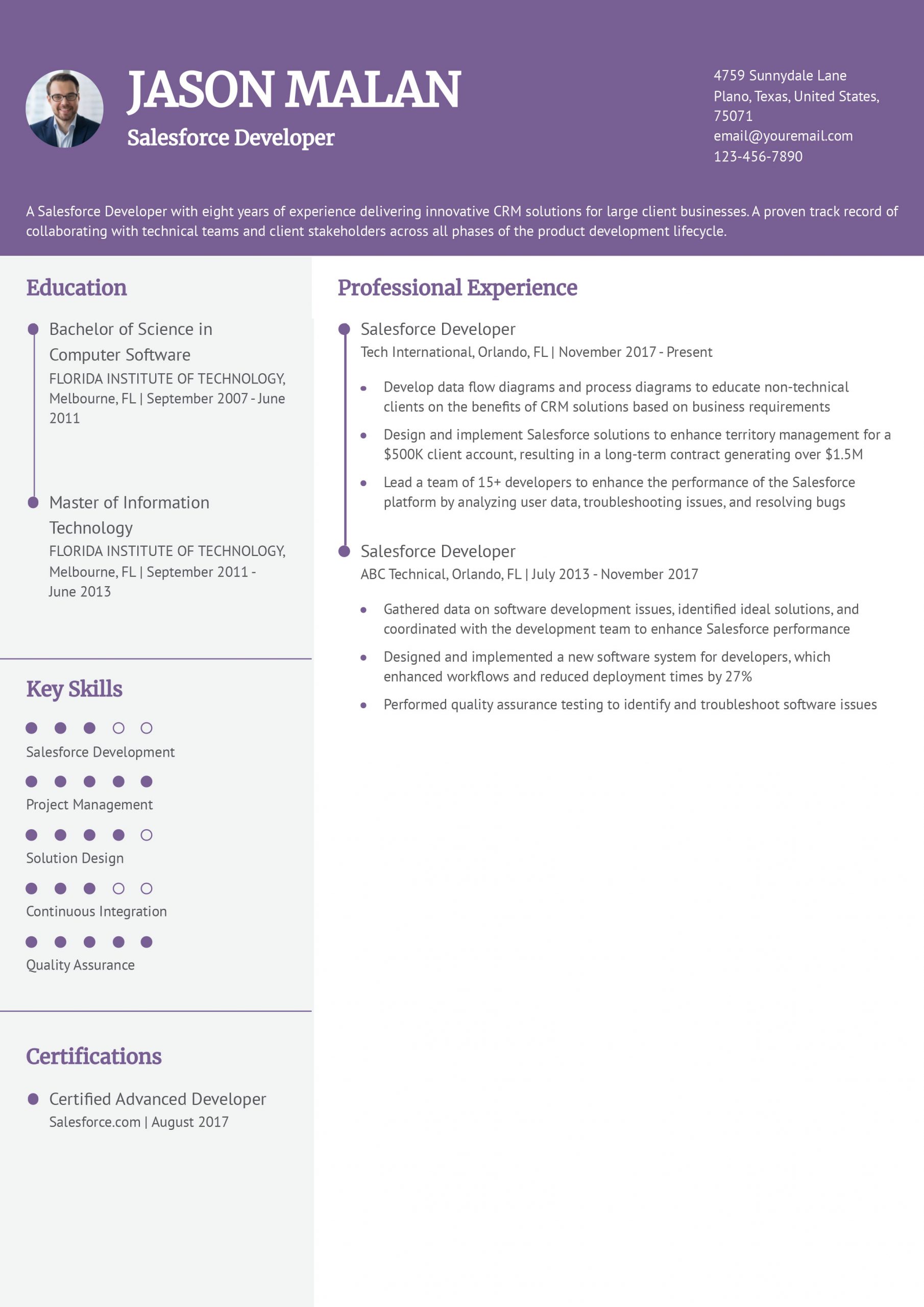 Salesforce Developer Resume Examples and Templates for 2025