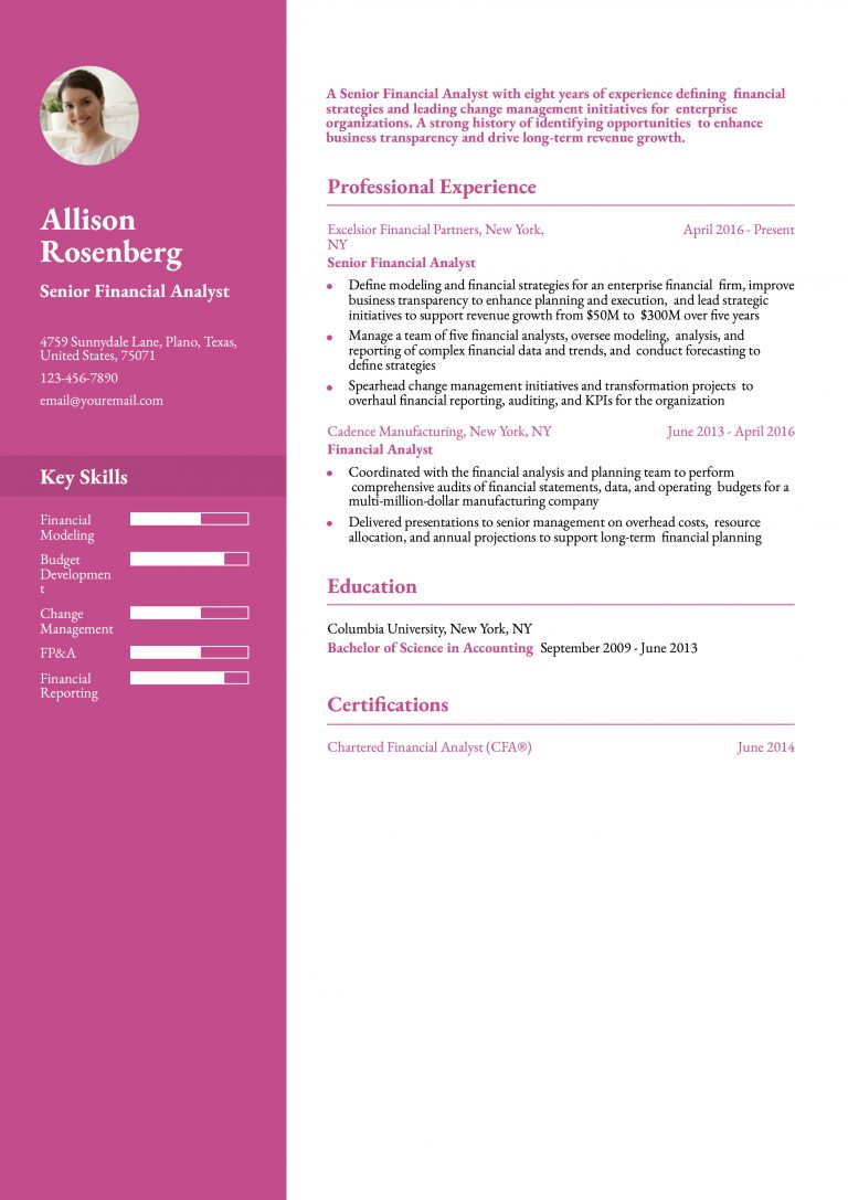 Best Senior Financial Analyst Resume Examples and Templates for 2026 ...