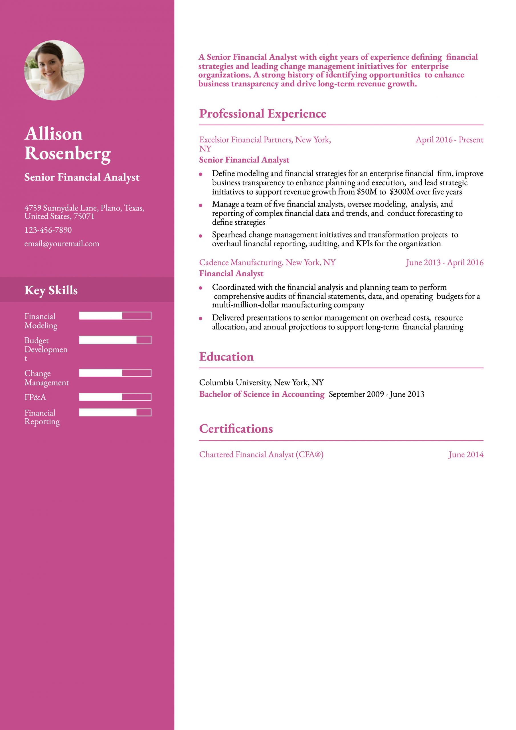 Best Senior Financial Analyst Resume Examples and Templates for 2025