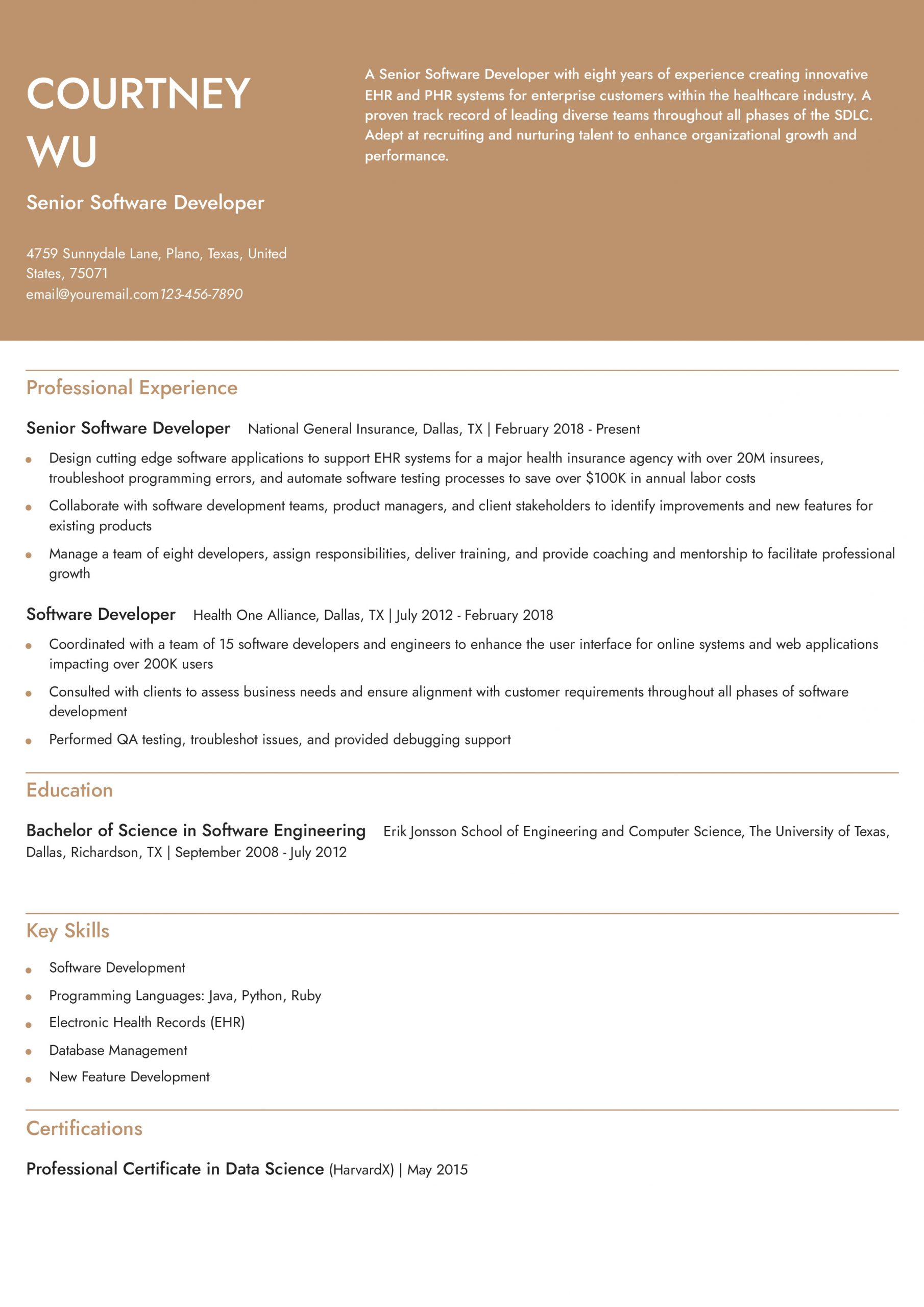Senior Software Developer Resume Examples and Templates for 2025