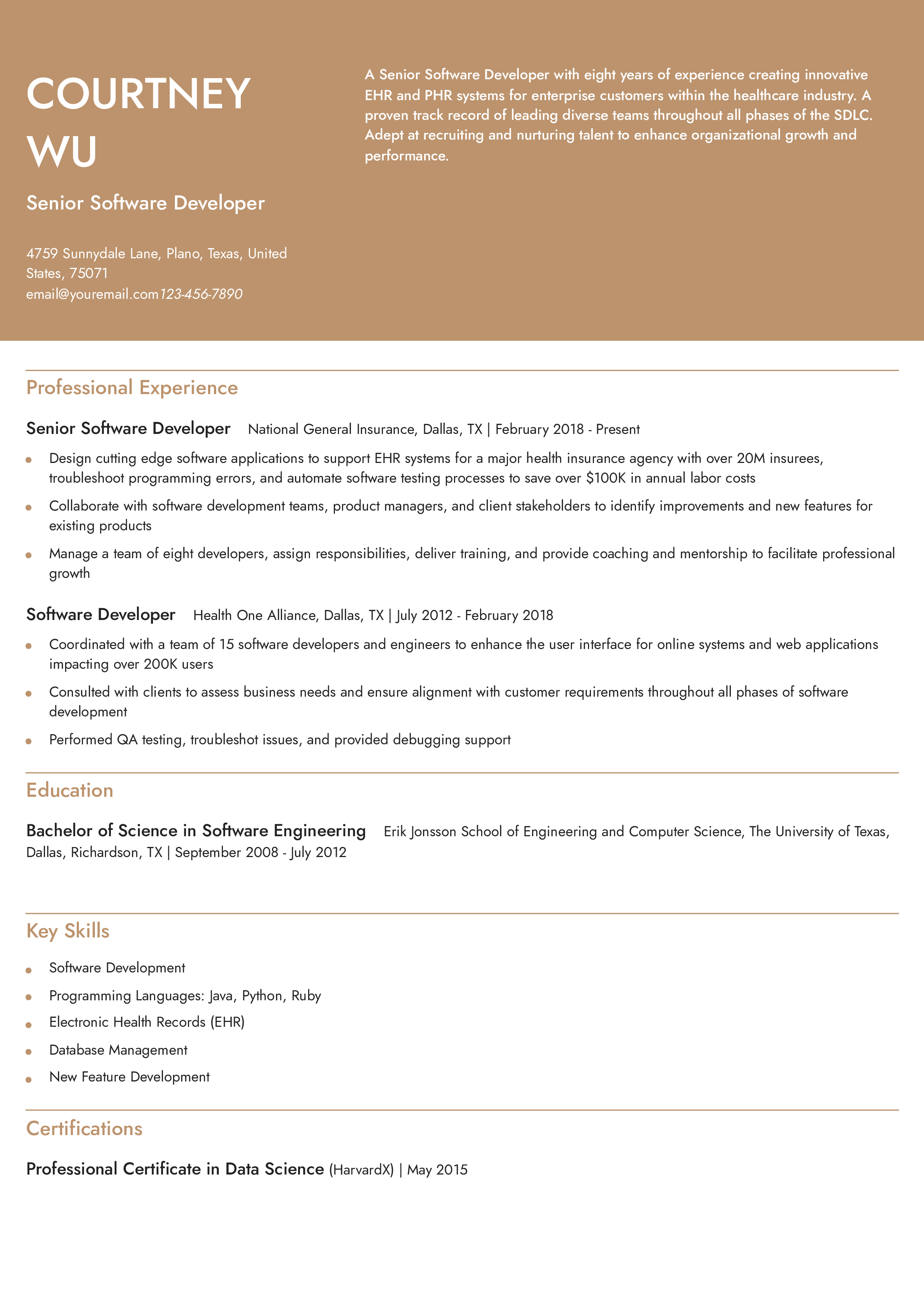 Mid-career Resume