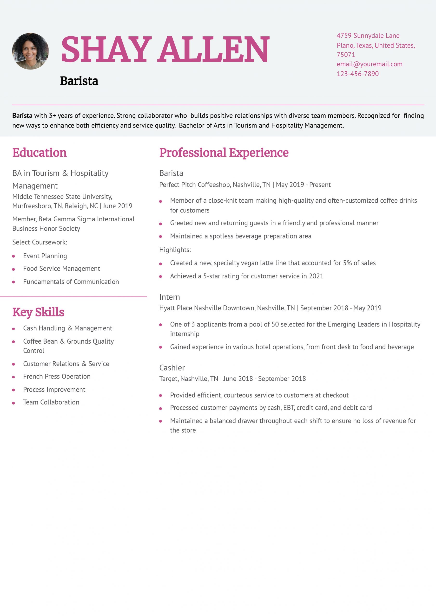 Starbucks Resume Examples and Templates for 2025