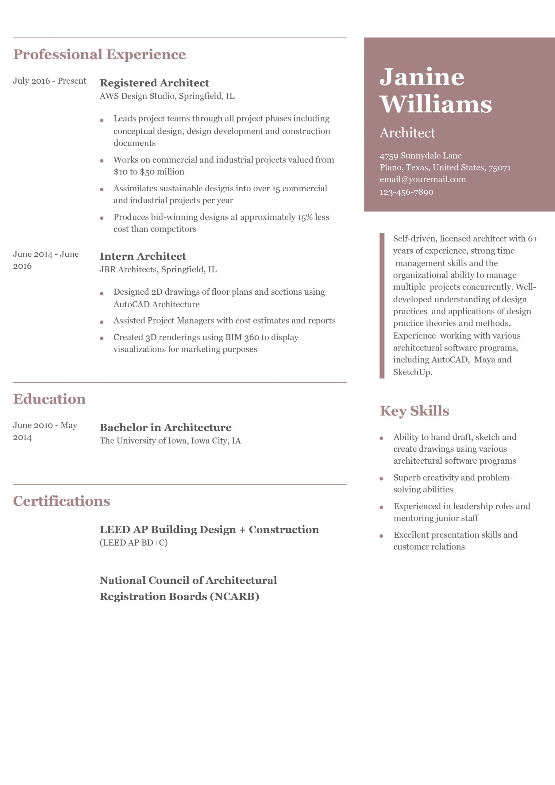 Architect Resume Examples and Templates for 2025