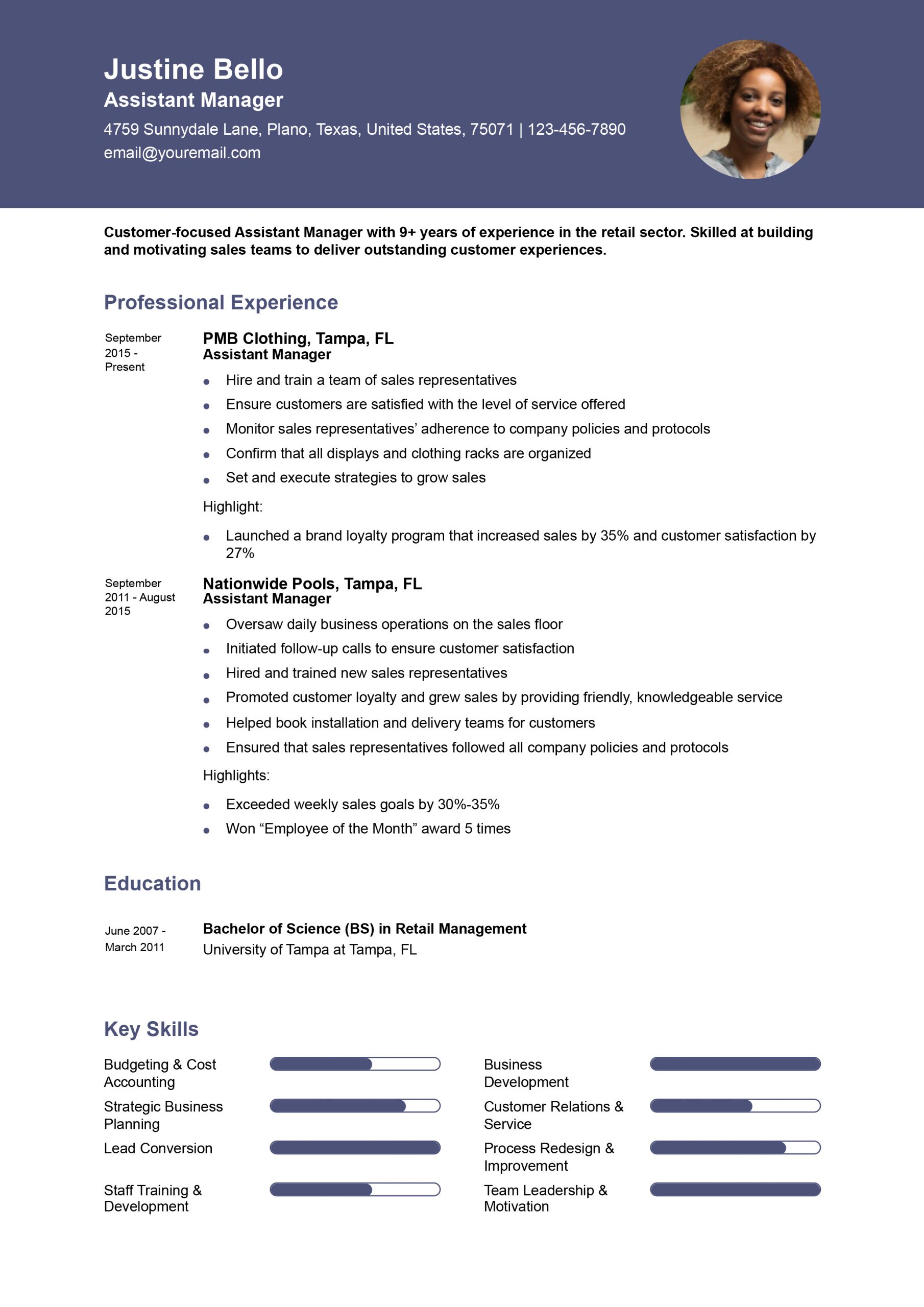 Assistant Manager Resume Examples and Templates for 2025