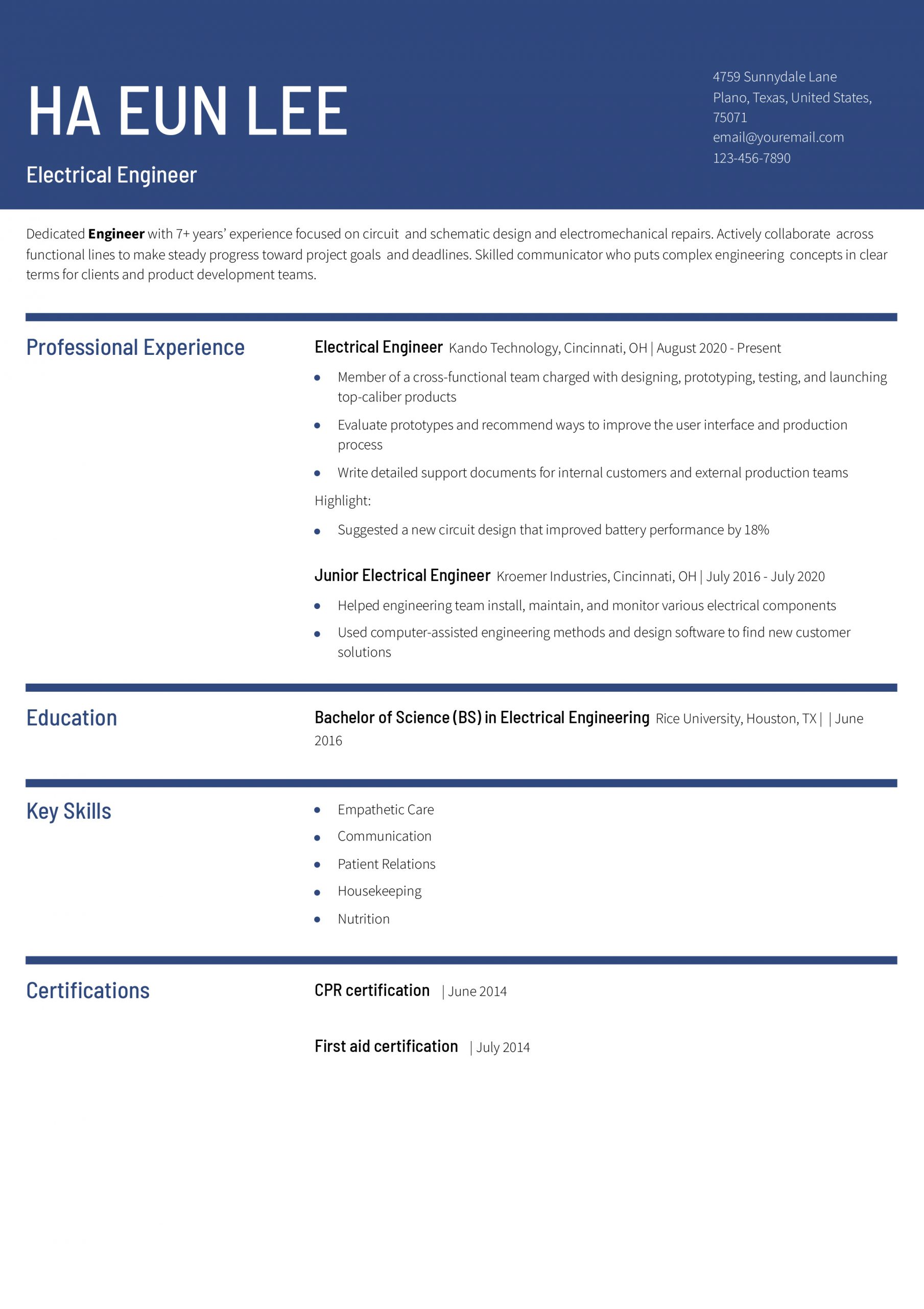 Electrical Engineer Resume Examples and Templates for 2025