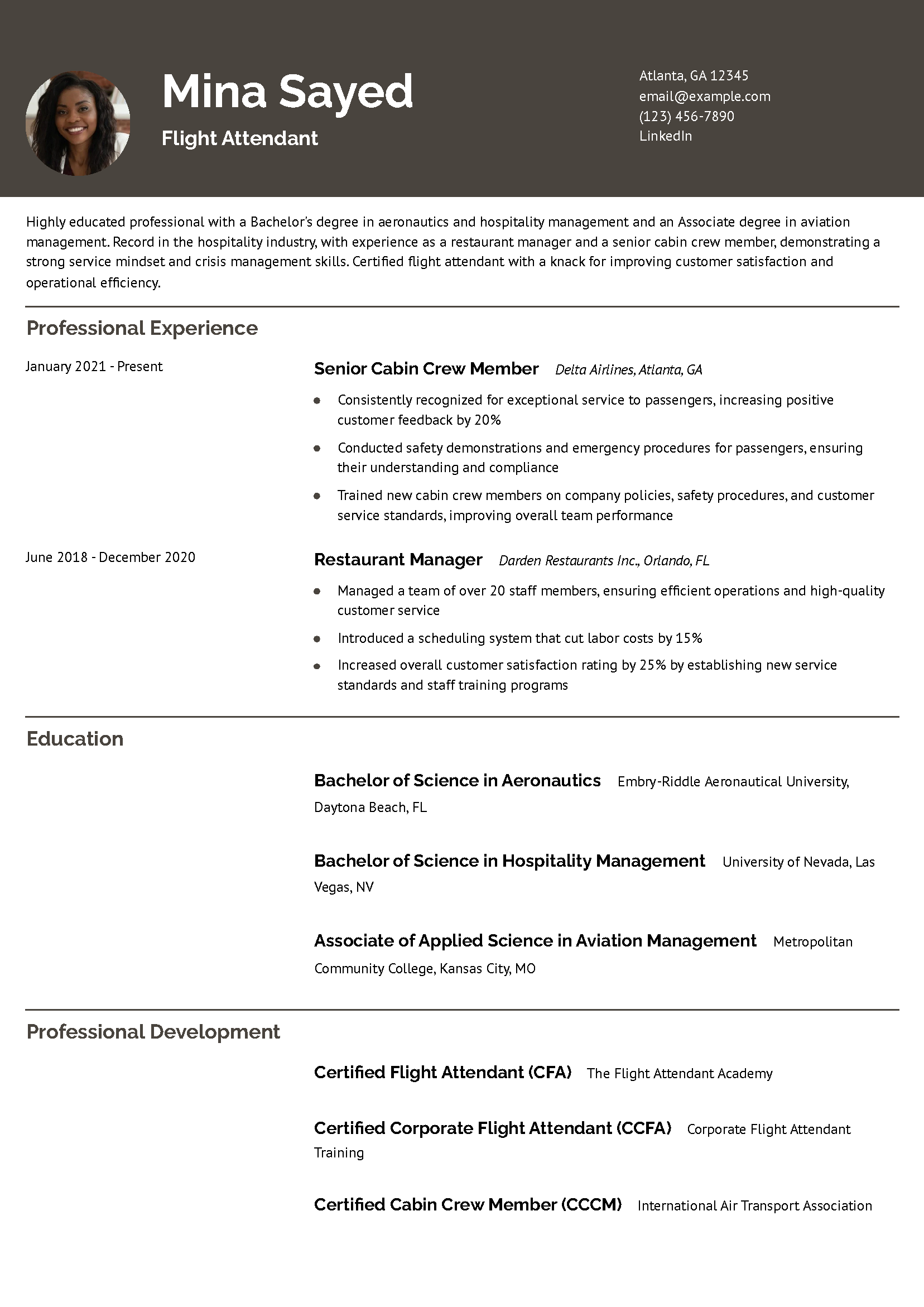 Flight attendant resume with no experience