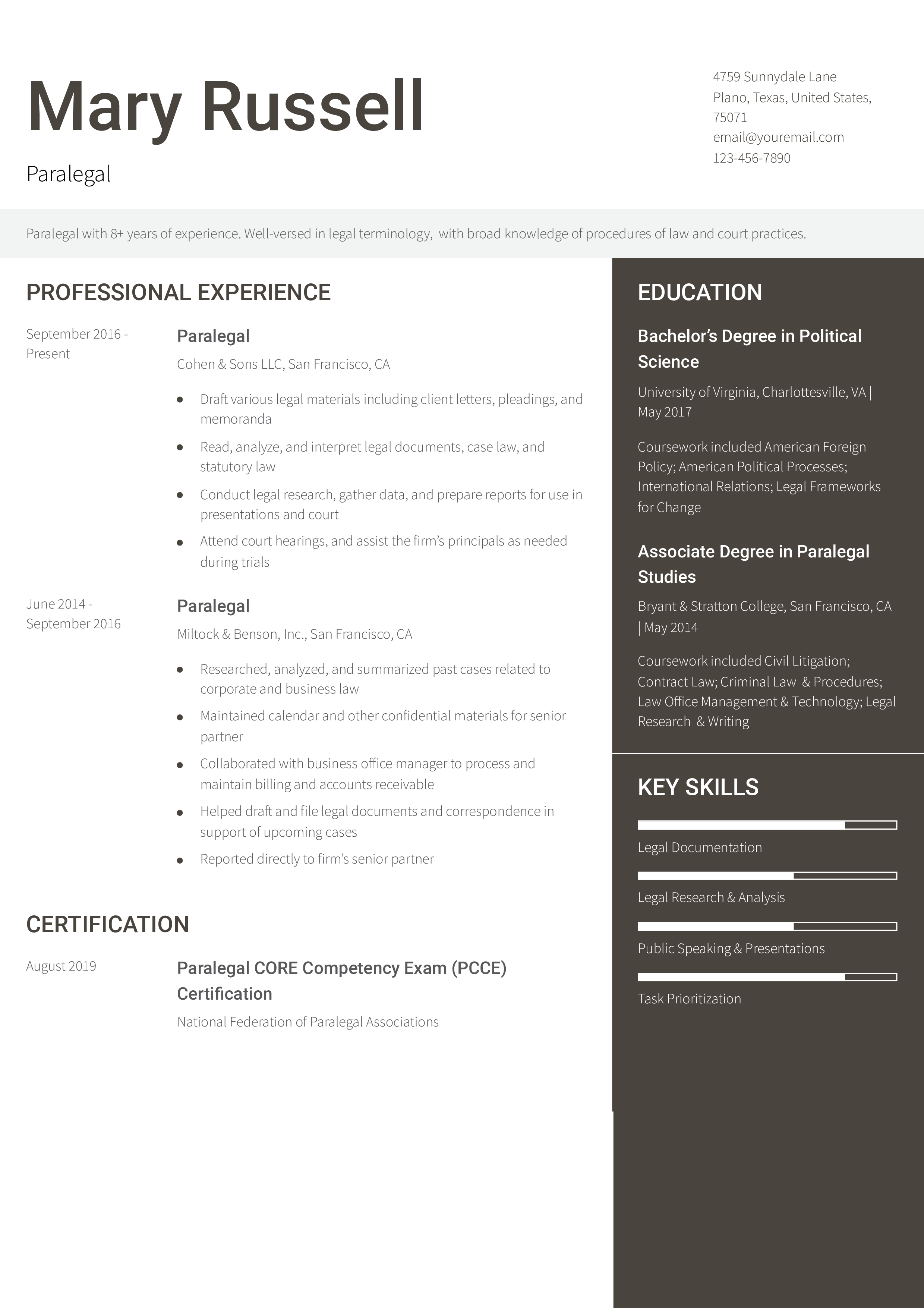 Mid-Career Resume