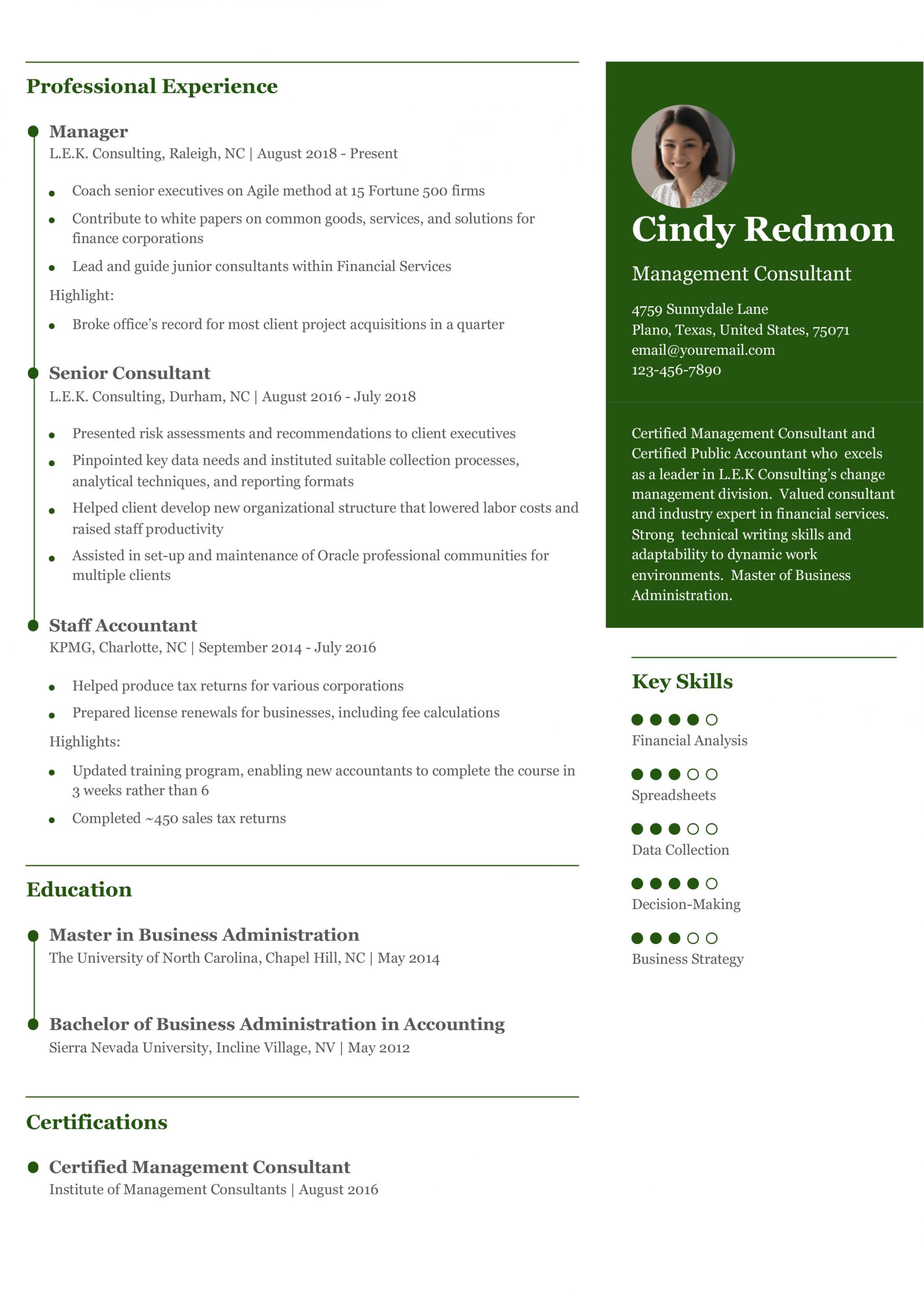 Management Consultant Resume Examples and Templates for 2025