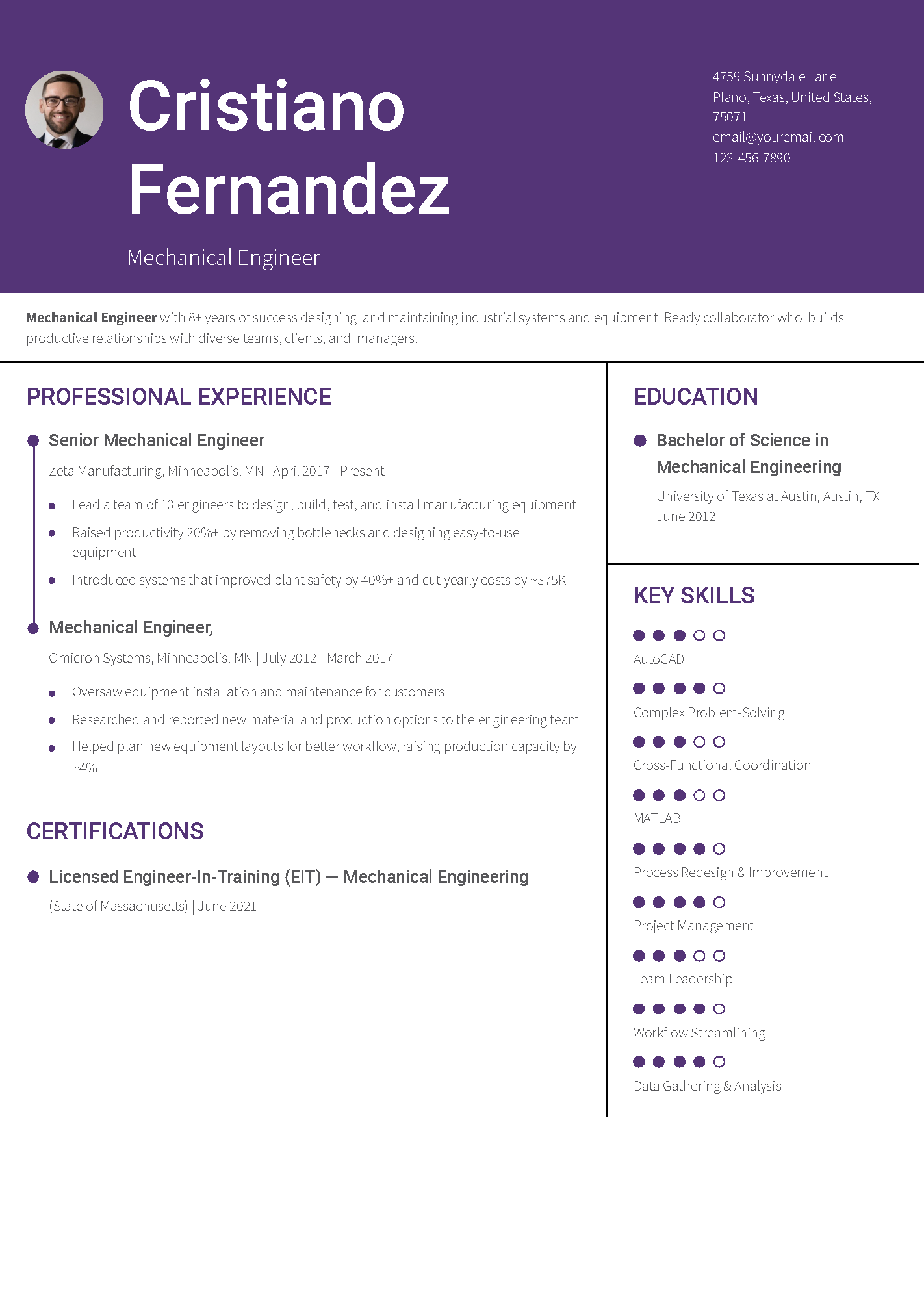 Engineering Resume Example