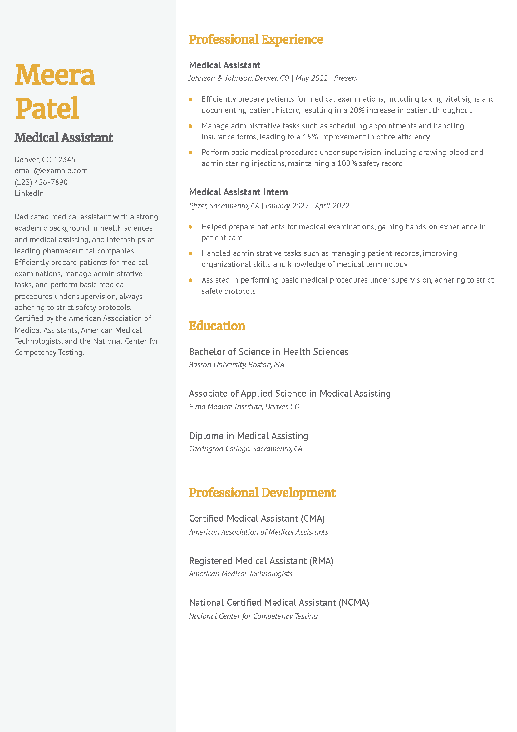 Entry Level Resume Example