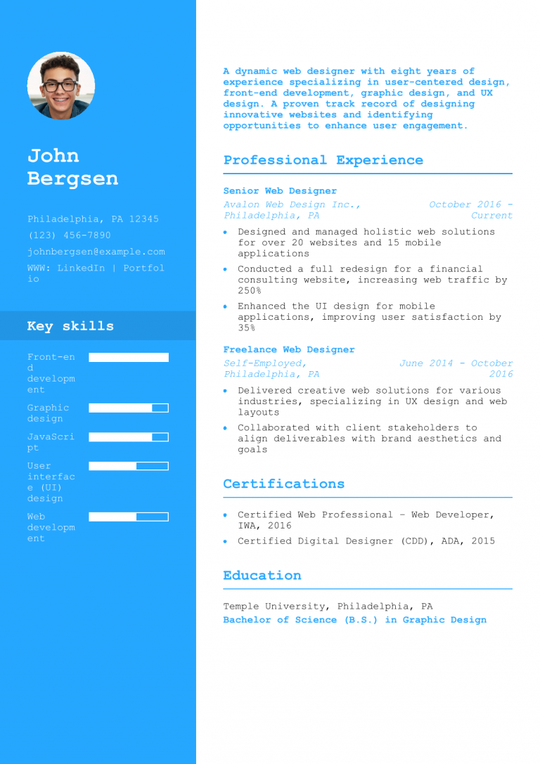 Web Designer Resume Examples and Templates in 2025 - ResumeBuilder.com