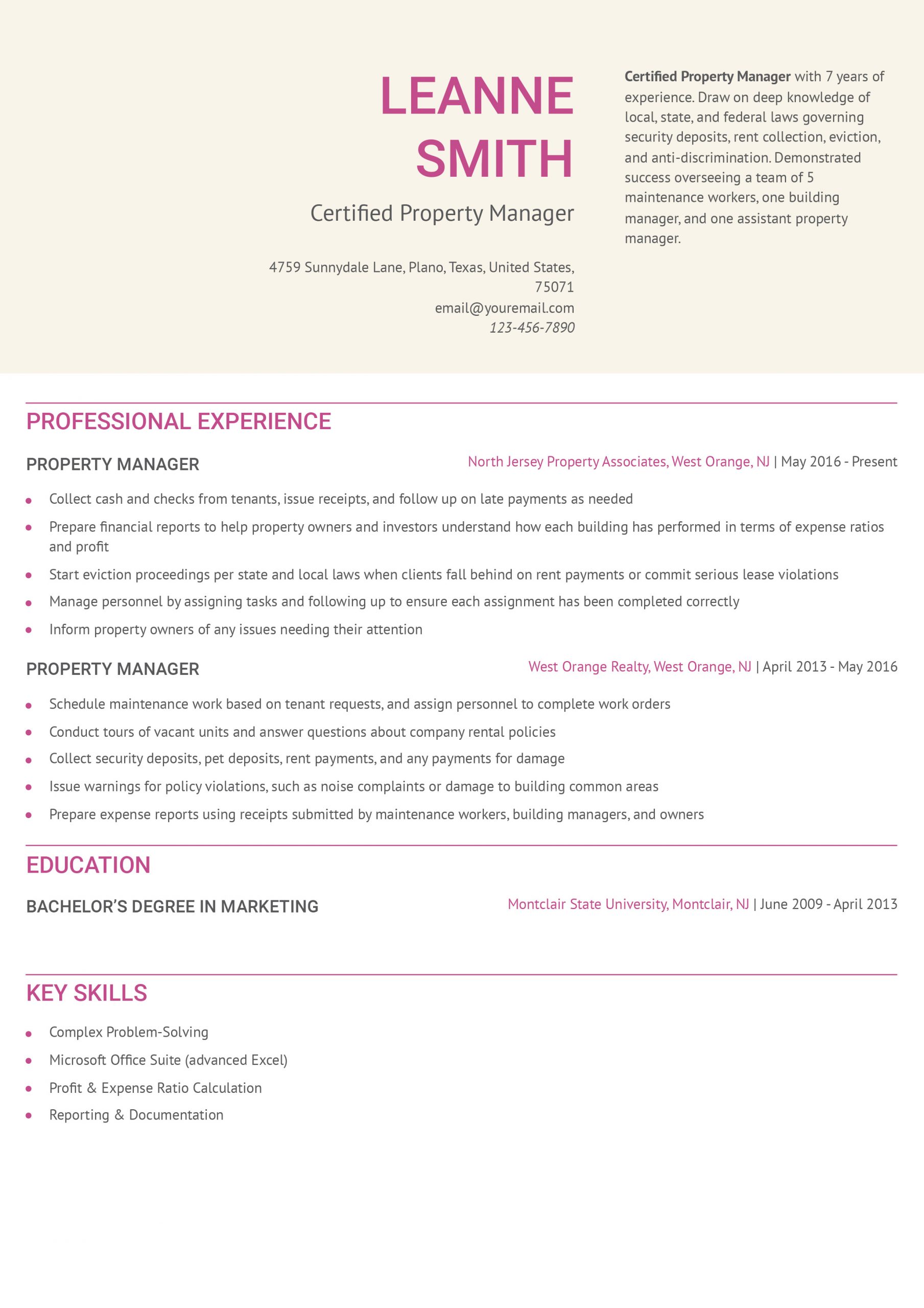 Property Manager Resume Examples and Templates for 2025