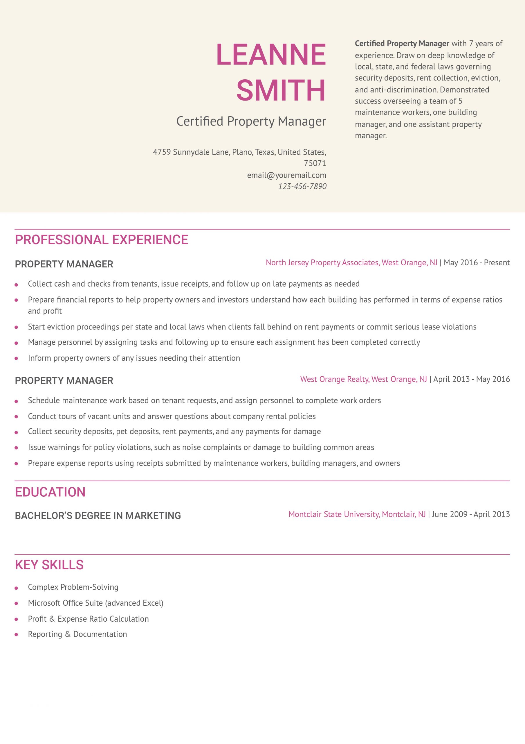 Property Manager Resume Examples and Templates for 2024