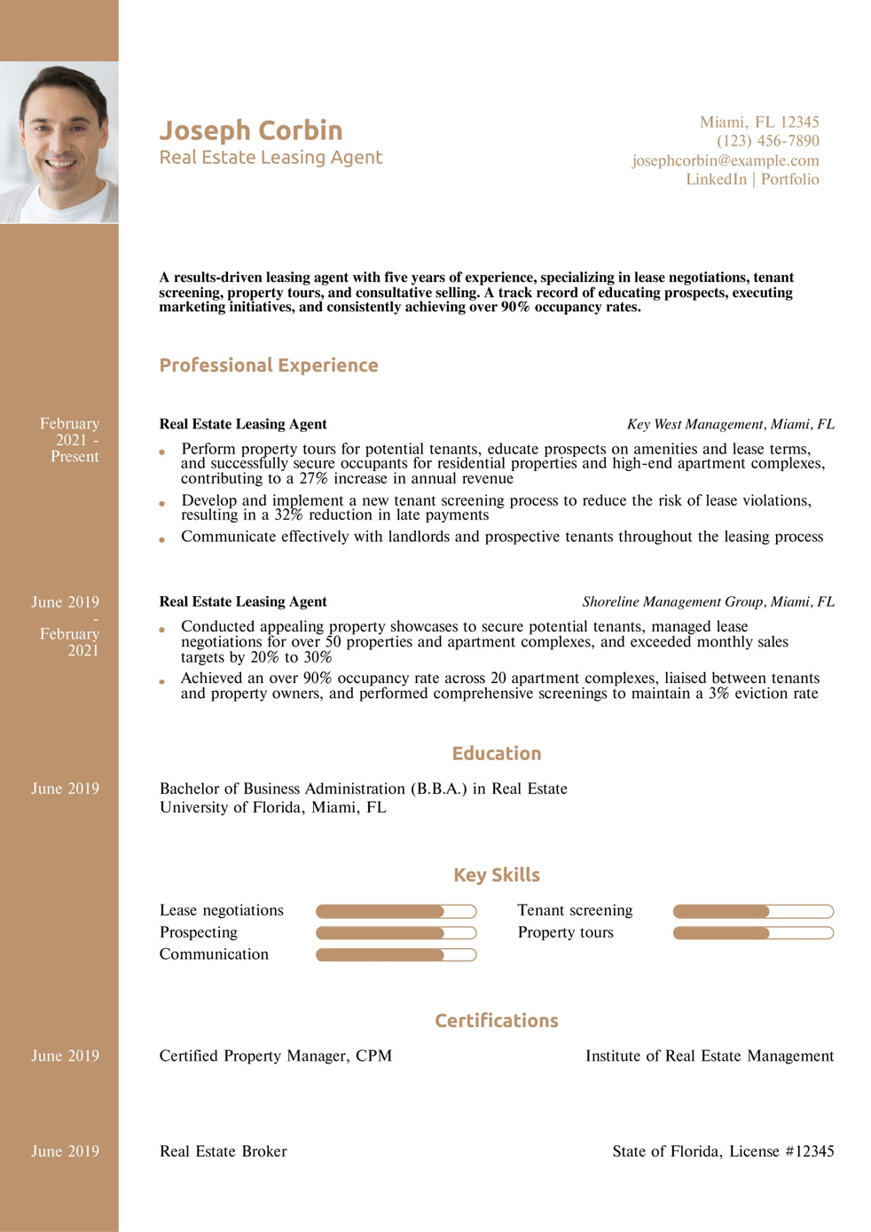 Real Estate Leasing Agent Resume