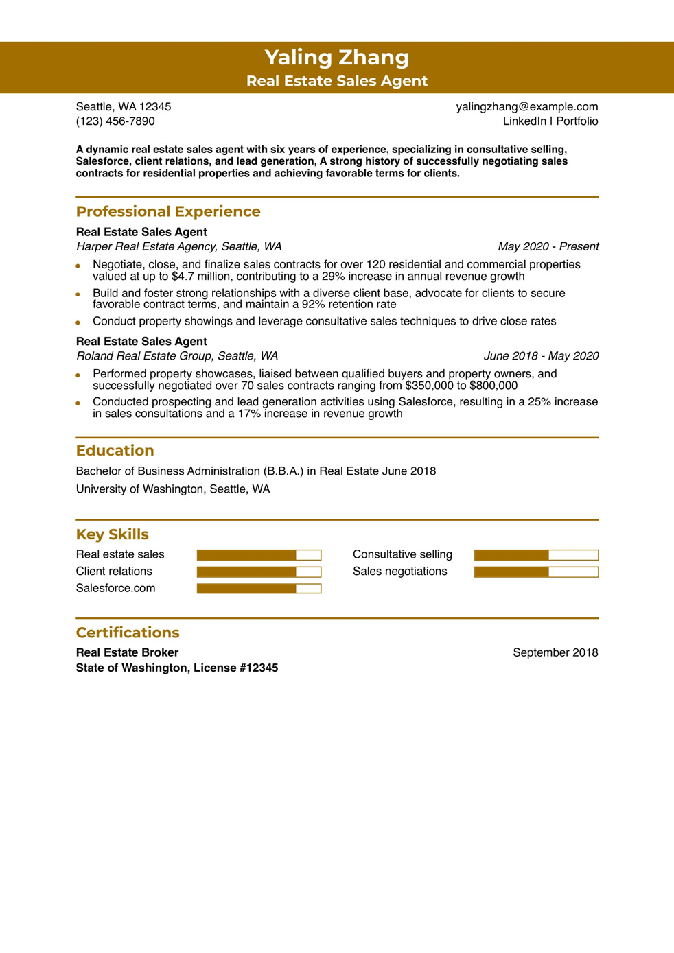Real Estate Sales Agent Example
