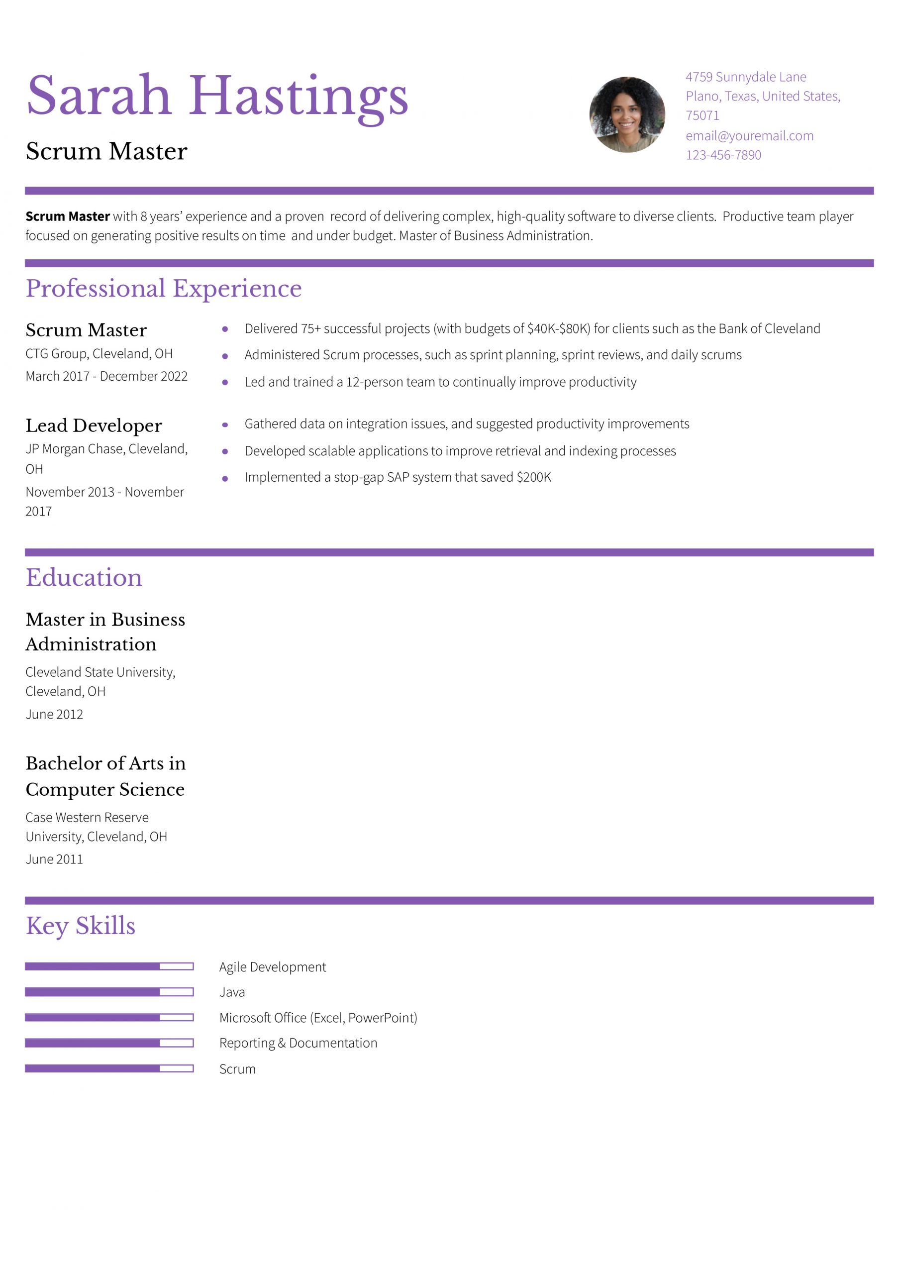 Scrum Master Resume Examples and Templates for 2025