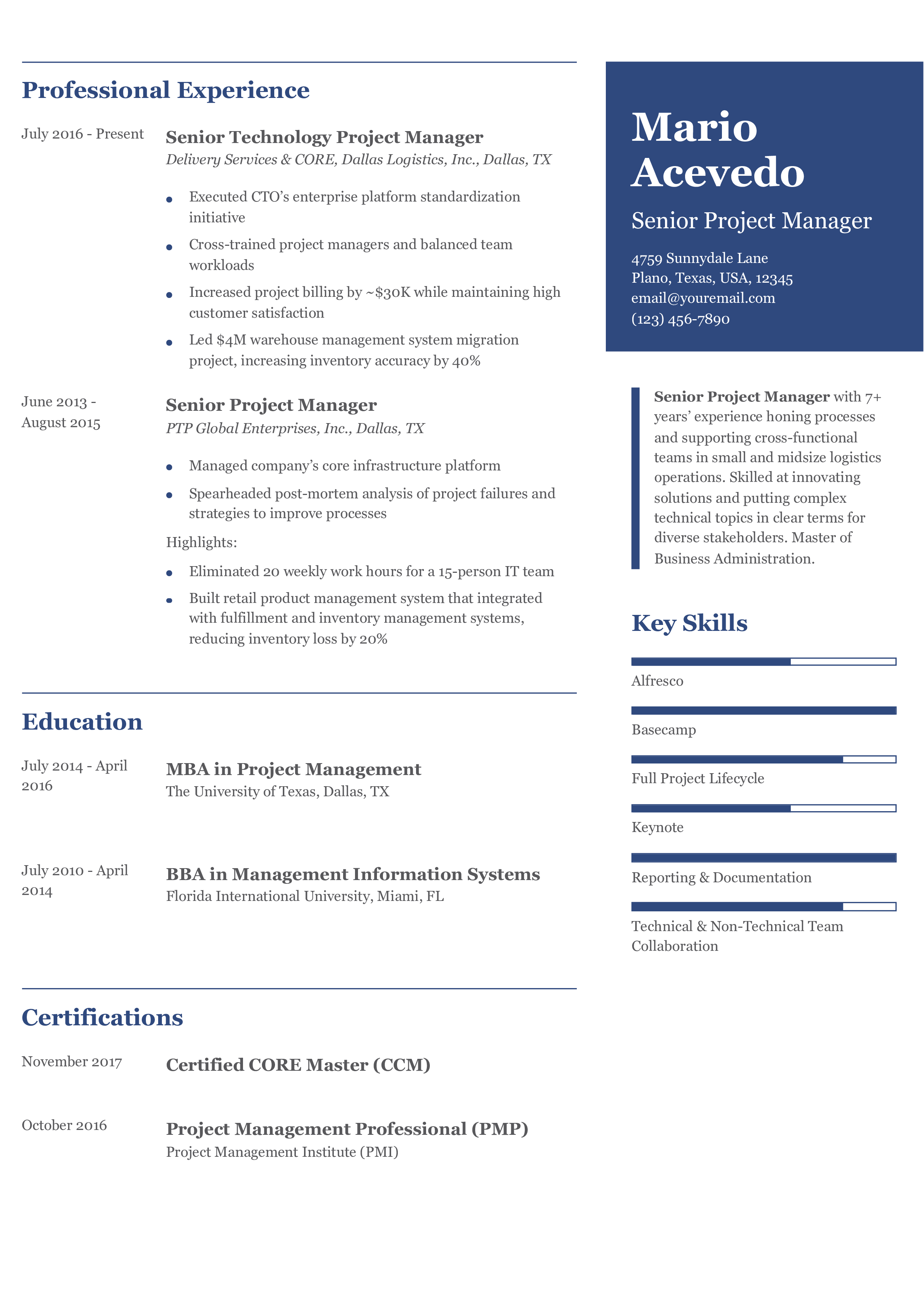 Mid-career Resume